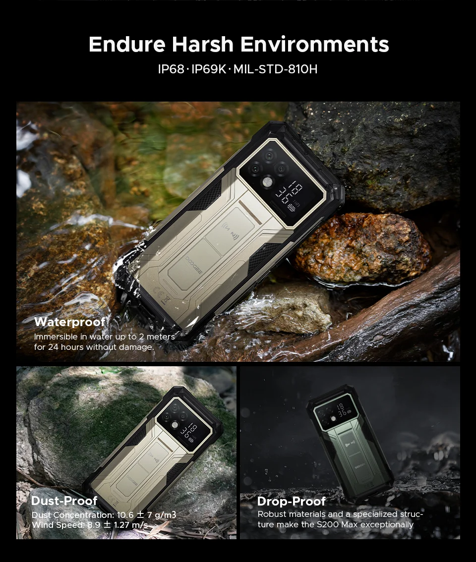 World Premiere DOOGEE S200 Max Rugged Phone 16GB 512GB 22000mAh Battery 66W 1.32" Rear Display 6.72” 120Hz Dimensity 7050 NFC