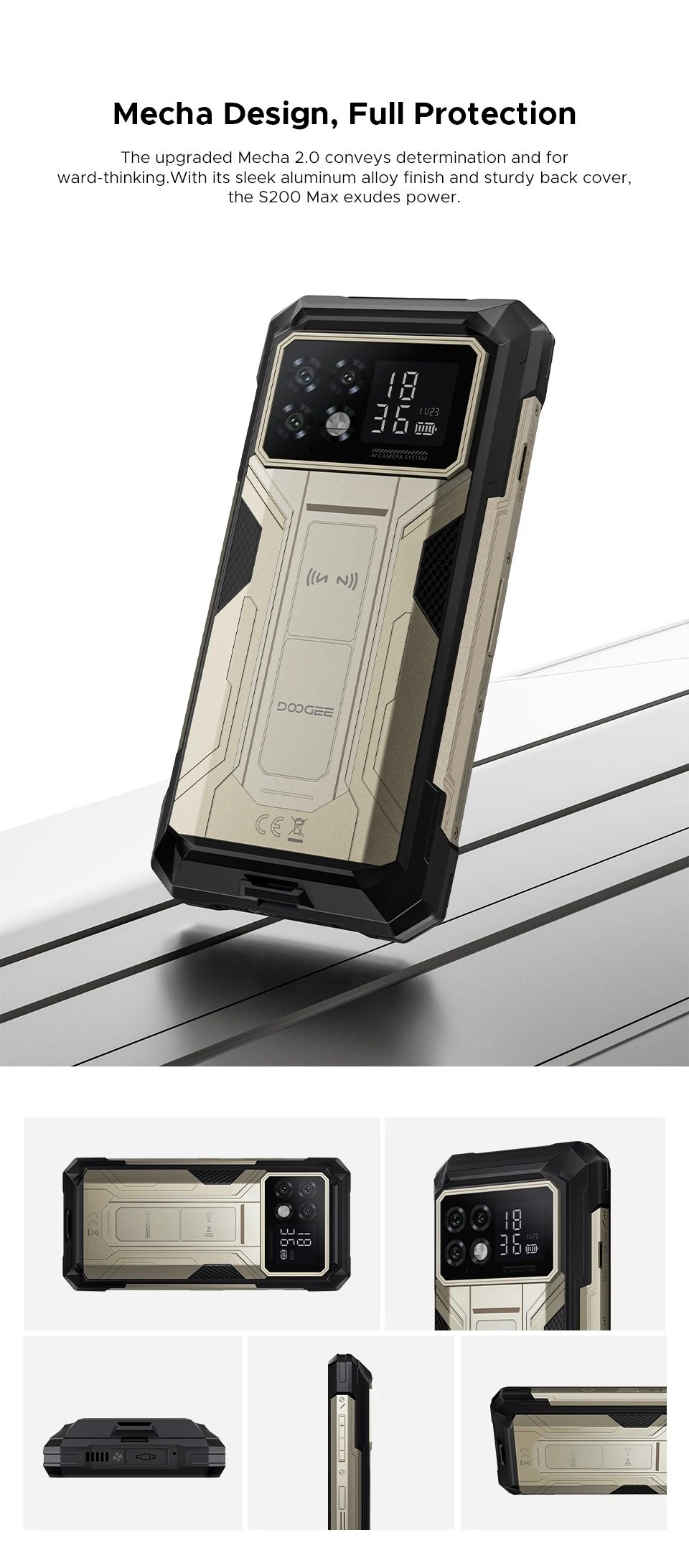 World Premiere DOOGEE S200 Max Rugged Phone 16GB 512GB 22000mAh Battery 66W 1.32" Rear Display 6.72” 120Hz Dimensity 7050 NFC