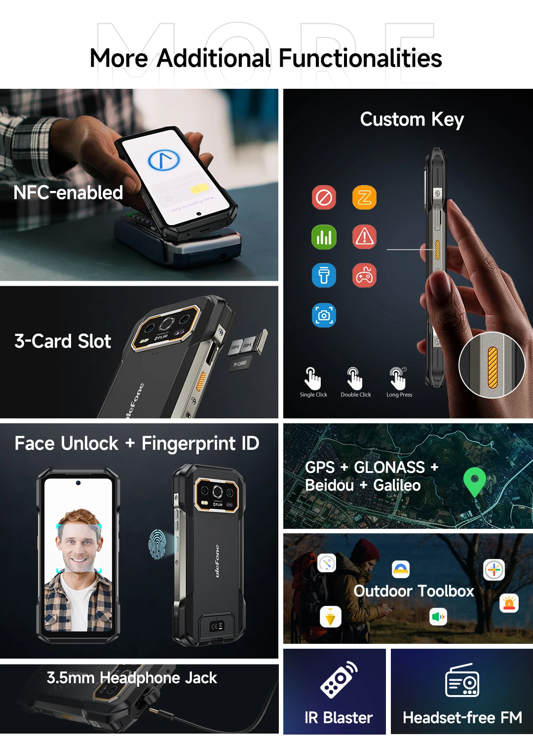Ulefone Armor 27T Pro+ 5G Rugged Phone 10600mAh Smartphone Android 15 50MP+64MP Night Camera 6.78" Up to 24GB RAM+256GB ROM NFC