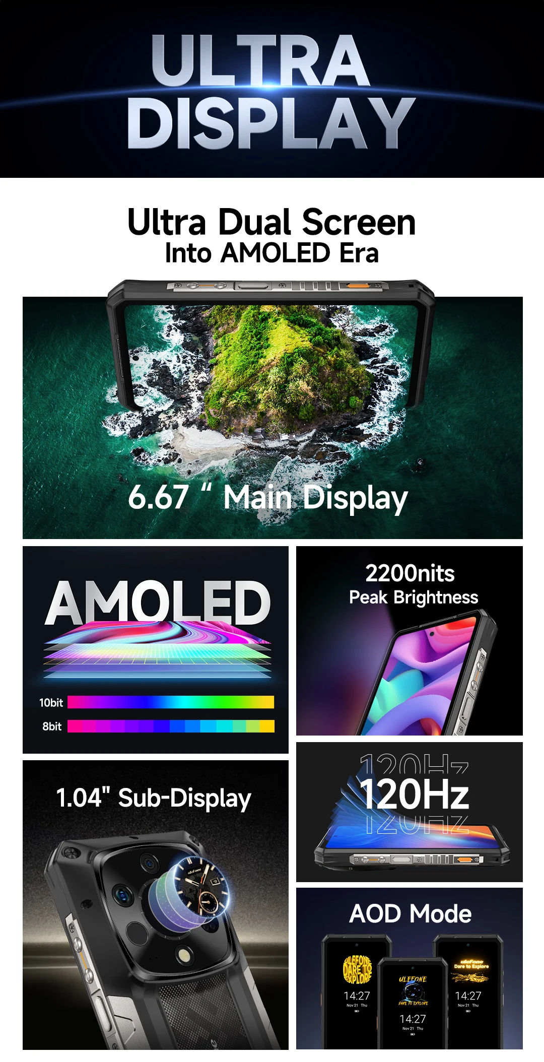 Ulefone Armor 28 Ultra 5G AI Thermal Imaging Rugged Phone Dimensity 9300+ 1TB ROM 32GB RAM Android Smartphone AMOLED Mobile