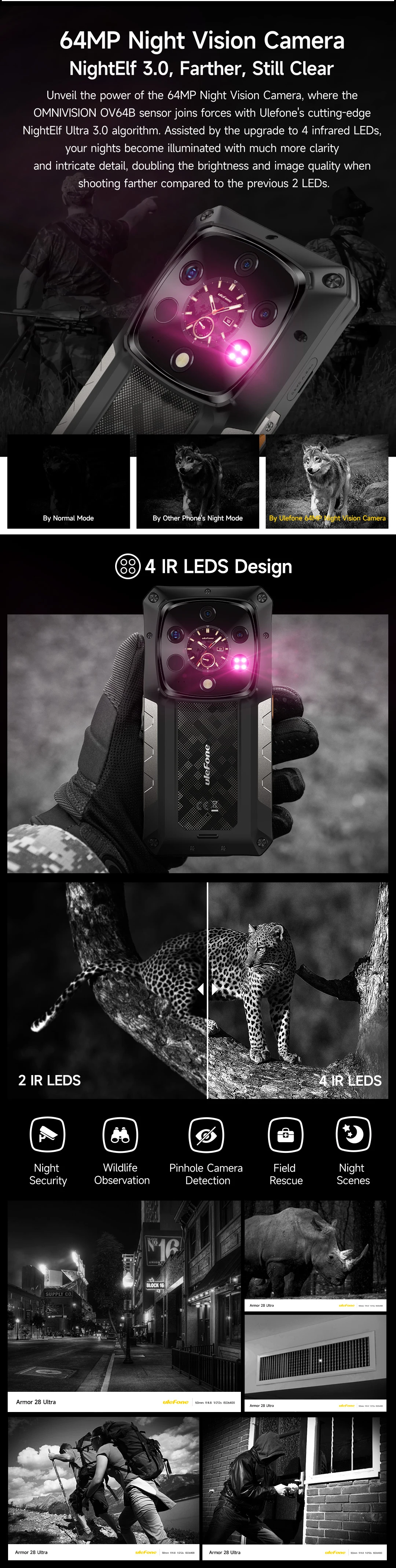 Ulefone Armor 28 Ultra 5G AI Thermal Imaging Rugged Phone Dimensity 9300+ 1TB ROM 32GB RAM Android Smartphone AMOLED Mobile