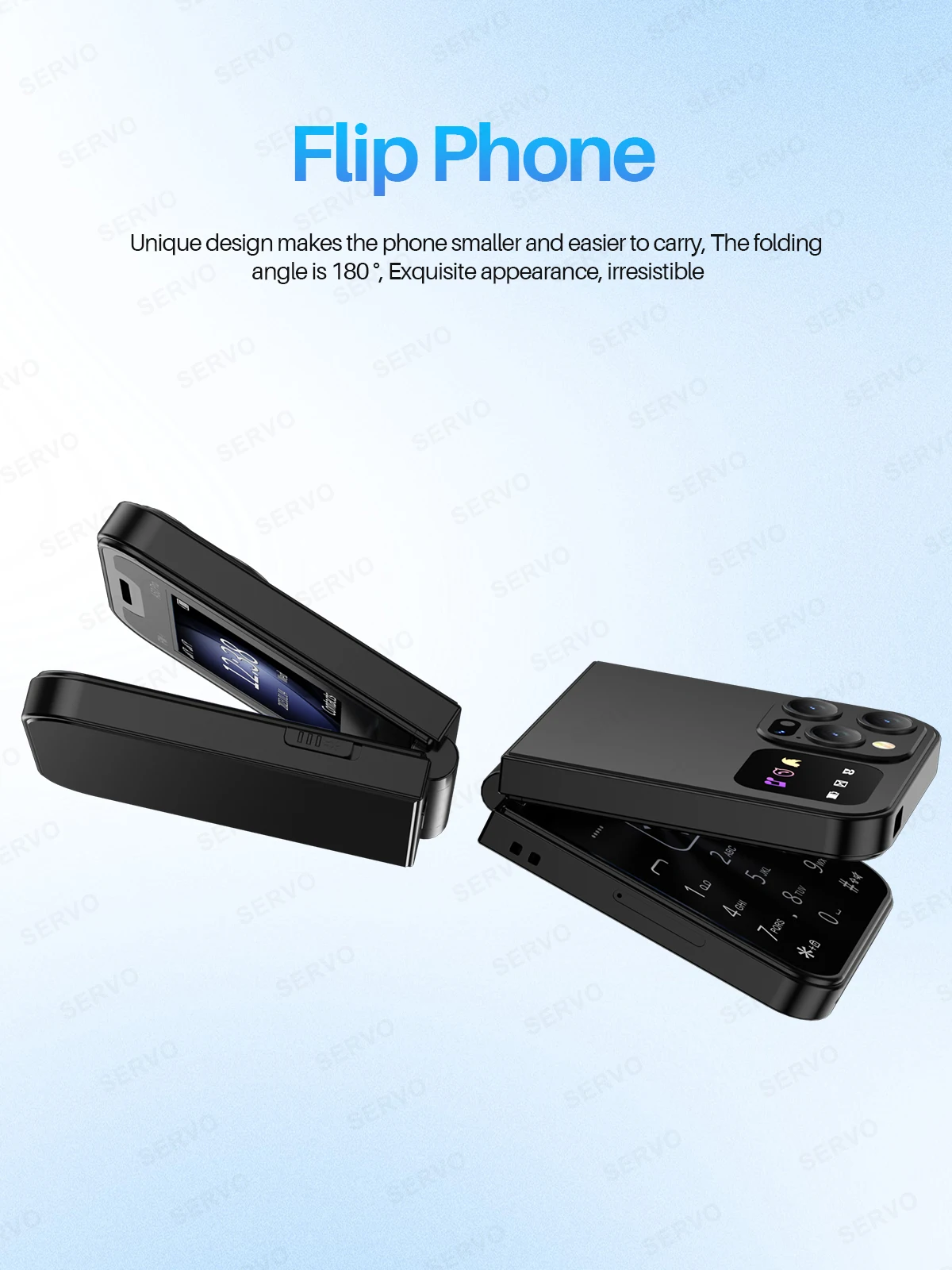 SERVO A50 PRO Foldable Mobile Phone 2.4" Screen Call Recording Speed Dial Blacklist Flashlight 2G Dual SIM Card Flip Cellphones