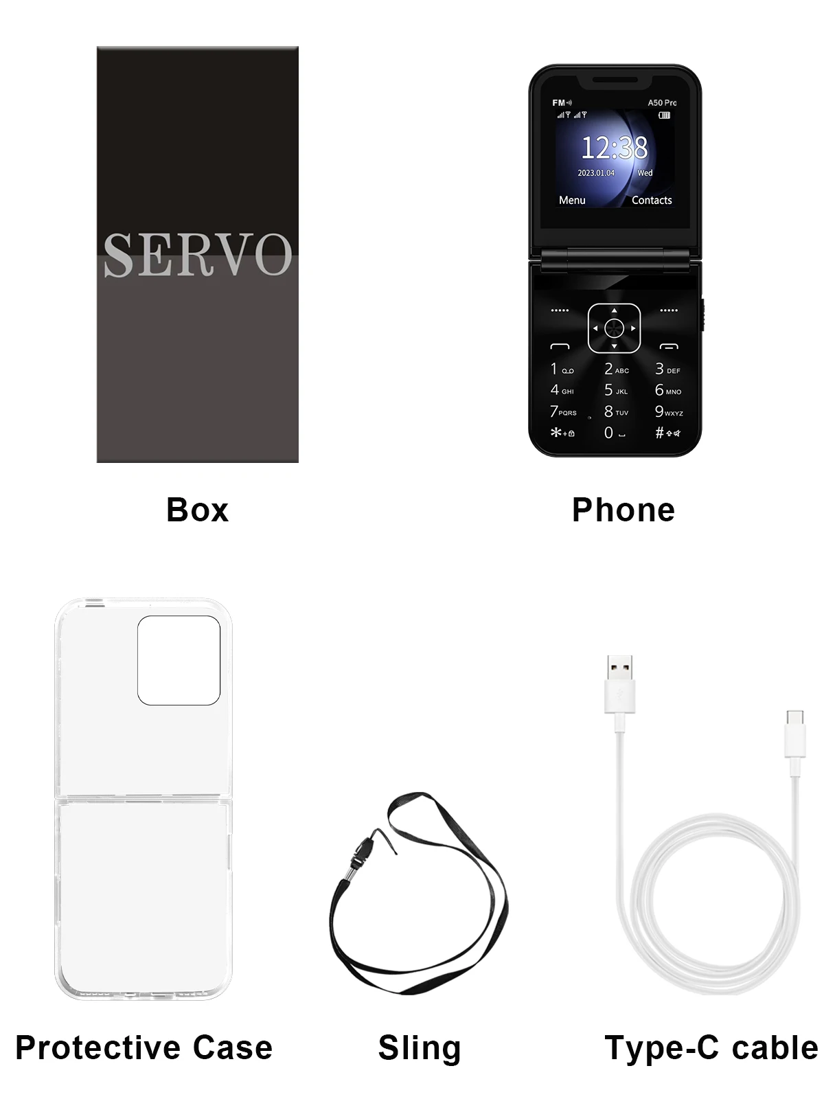 SERVO A50 PRO Foldable Mobile Phone 2.4" Screen Call Recording Speed Dial Blacklist Flashlight 2G Dual SIM Card Flip Cellphones