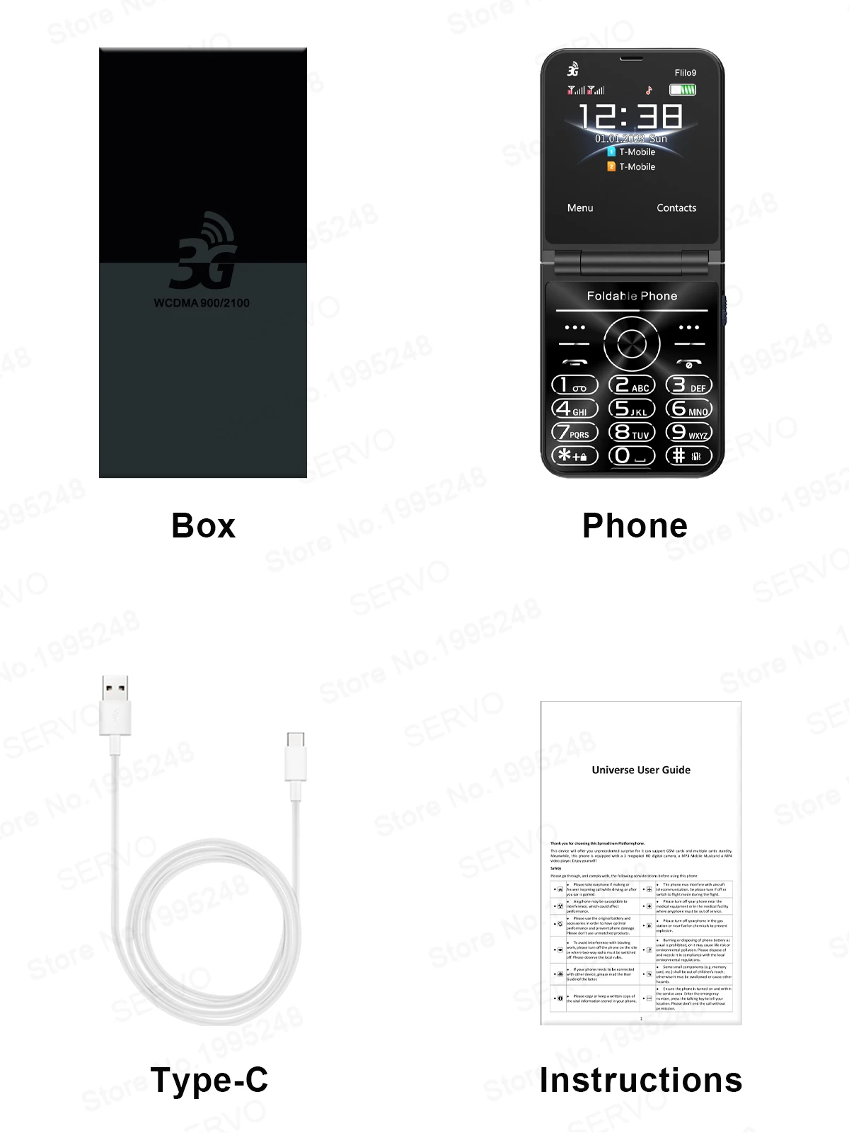 SERVO Flilo9 Foldable Mobile Phone 3G WCDMA Dual SIM Standby Speed Dial Call Recording FM Radio Blacklist Button Flip Cellphones