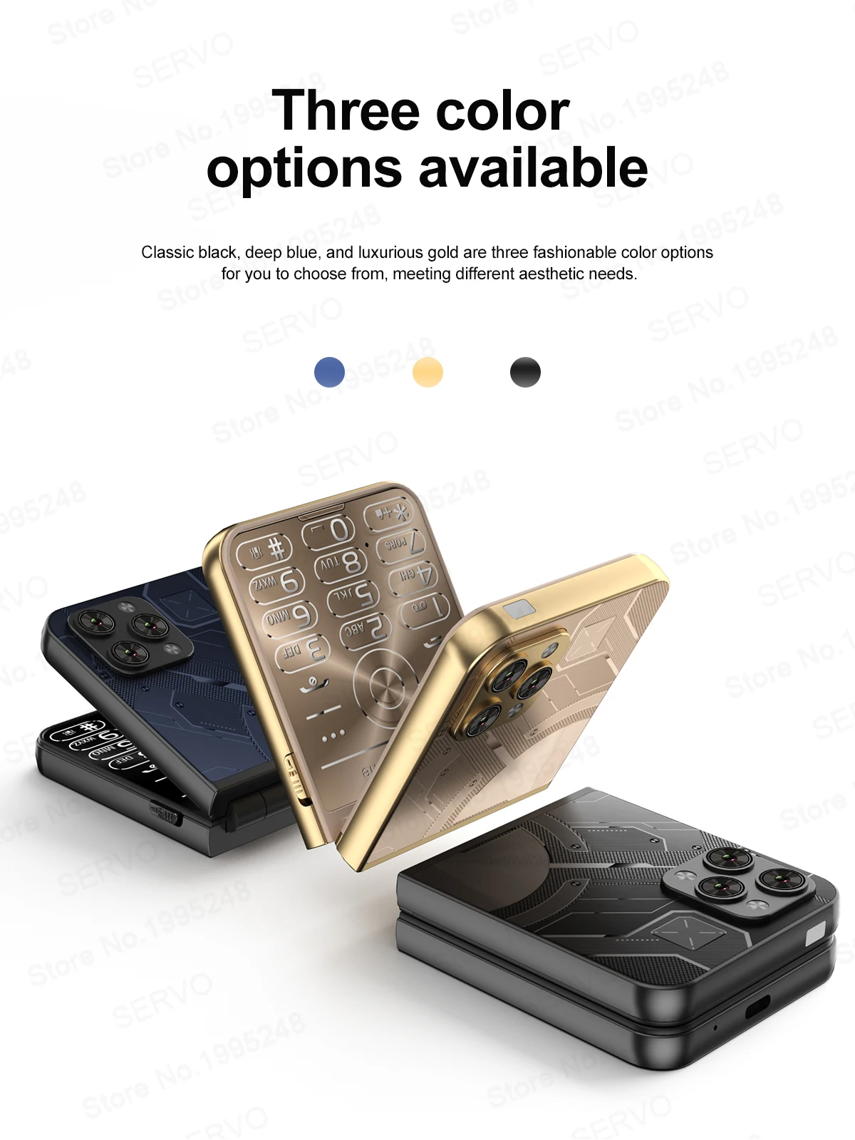 SERVO Flilo9 Foldable Mobile Phone 3G WCDMA Dual SIM Standby Speed Dial Call Recording FM Radio Blacklist Button Flip Cellphones