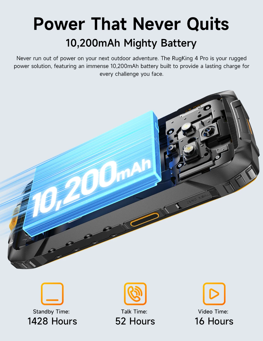 Ulefone RugKing 4 Pro Rugged Phone Android 15 Up to 16GB+256GB Waterproof Smartphone 10200mAh 48MP Camera NFC Global 6.56" 120Hz