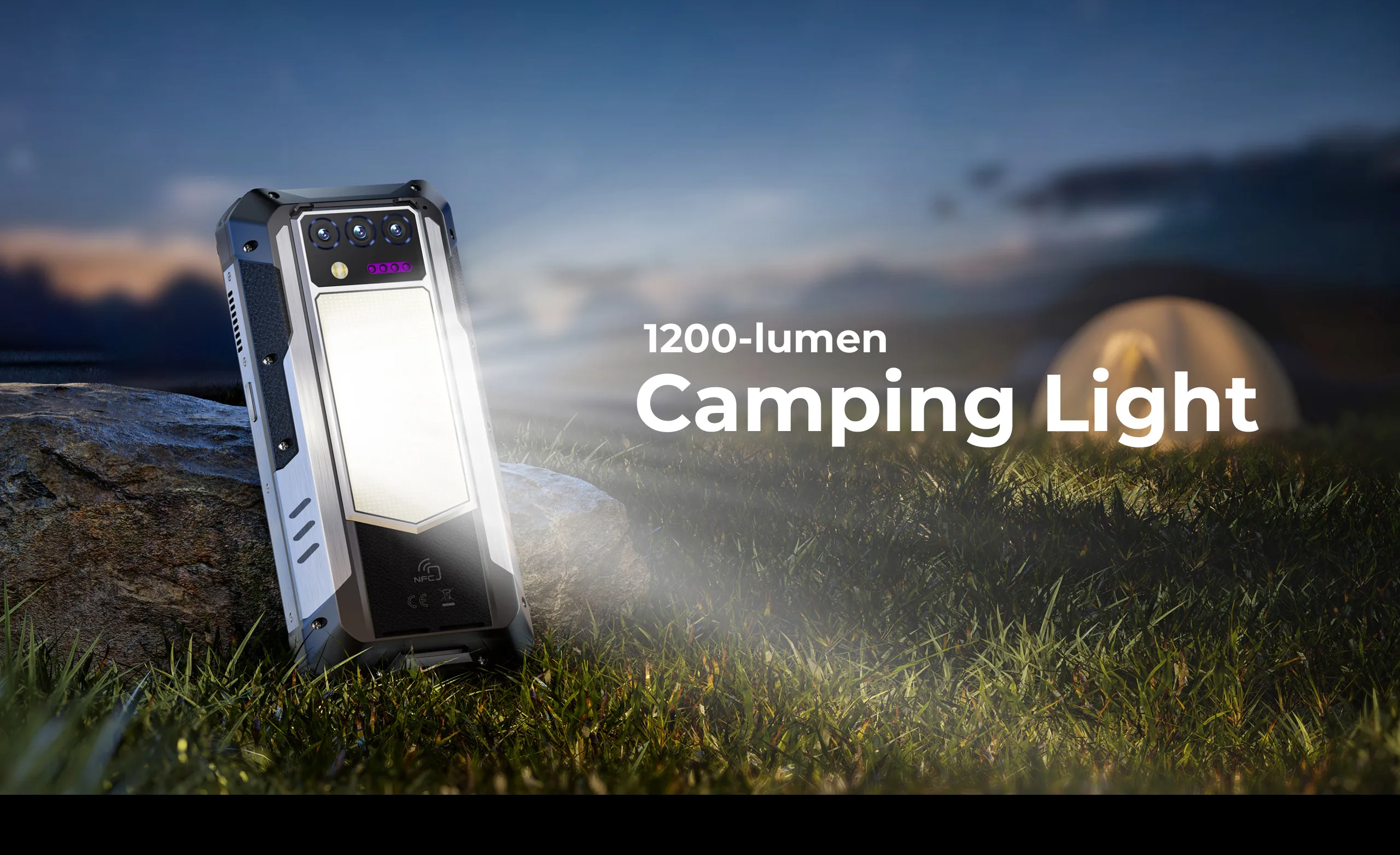 Oukitel WP100 Titan Rugged Phone 33000mAh 66W Charger 200MP Camera Built-in Projector Camping Light CellPhone, 36GB(12+24)+512GB