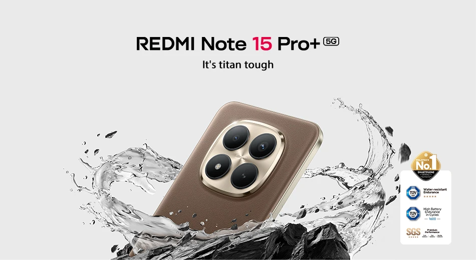 Mobile Phones Xiaomi Redmi Note 15 Pro+ 5G Global Version Snapdragon® 7s Gen 4 NFC 6.83' CrystalRes AMOLED Display 6500mAh