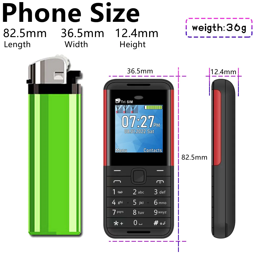 SERVO BM5310 3 SIM Card 3 Standby Mini Mobile Phone Auto Call Recorder Bluetooth Dial Speed Dial Magic Voice 1.3' Cellphone