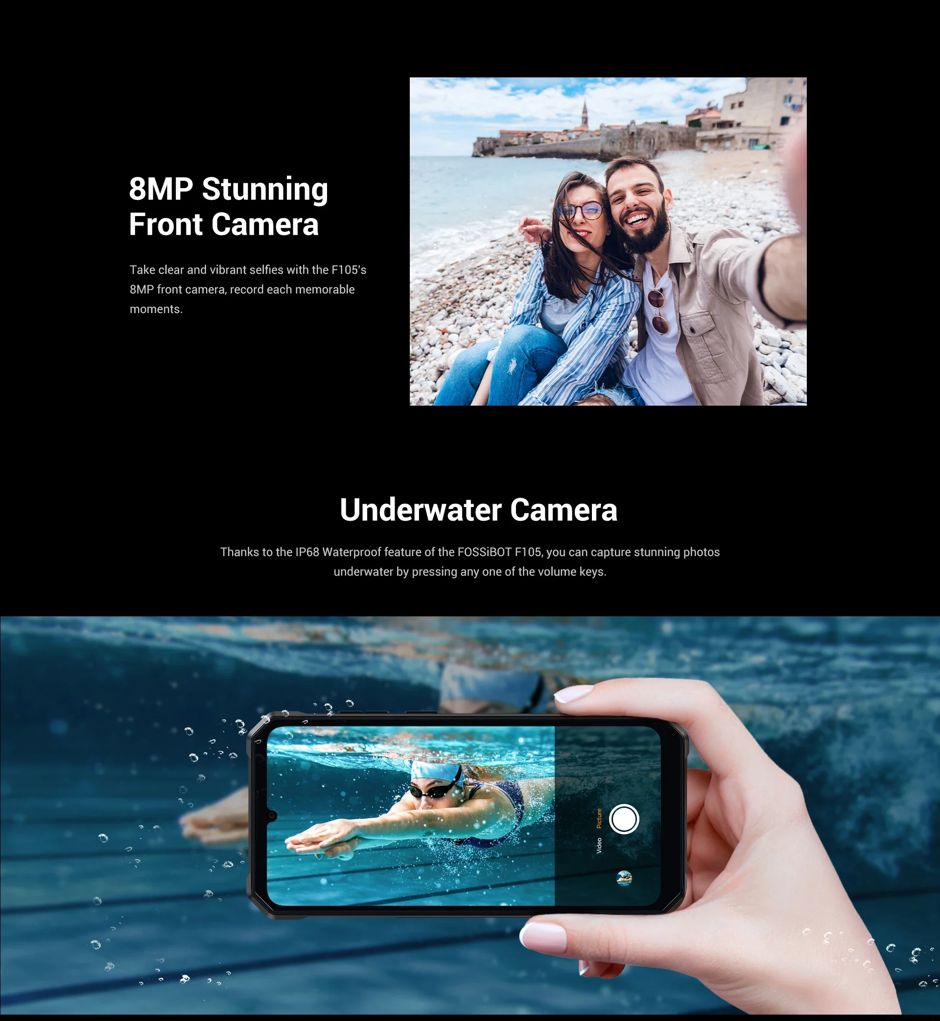 FOSSiBOT F105 Rugged Smartphone 12(4+8)GB+64GB 10300mAh Android 14 OS Mobile Phone 20 MP Camera 6.745" HD+ IPS Phone