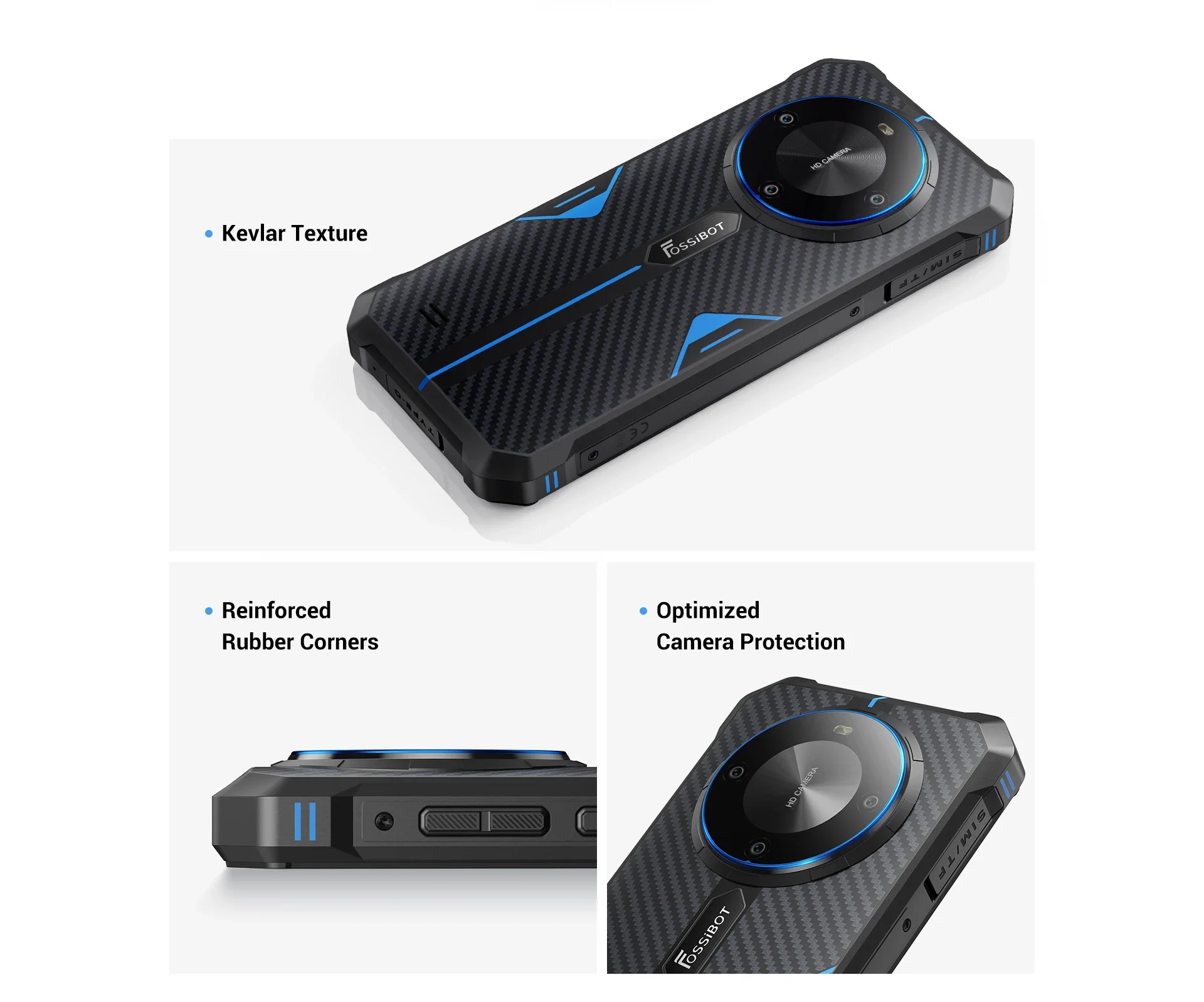 FOSSiBOT F105 Rugged Smartphone 12(4+8)GB+64GB 10300mAh Android 14 OS Mobile Phone 20 MP Camera 6.745" HD+ IPS Phone