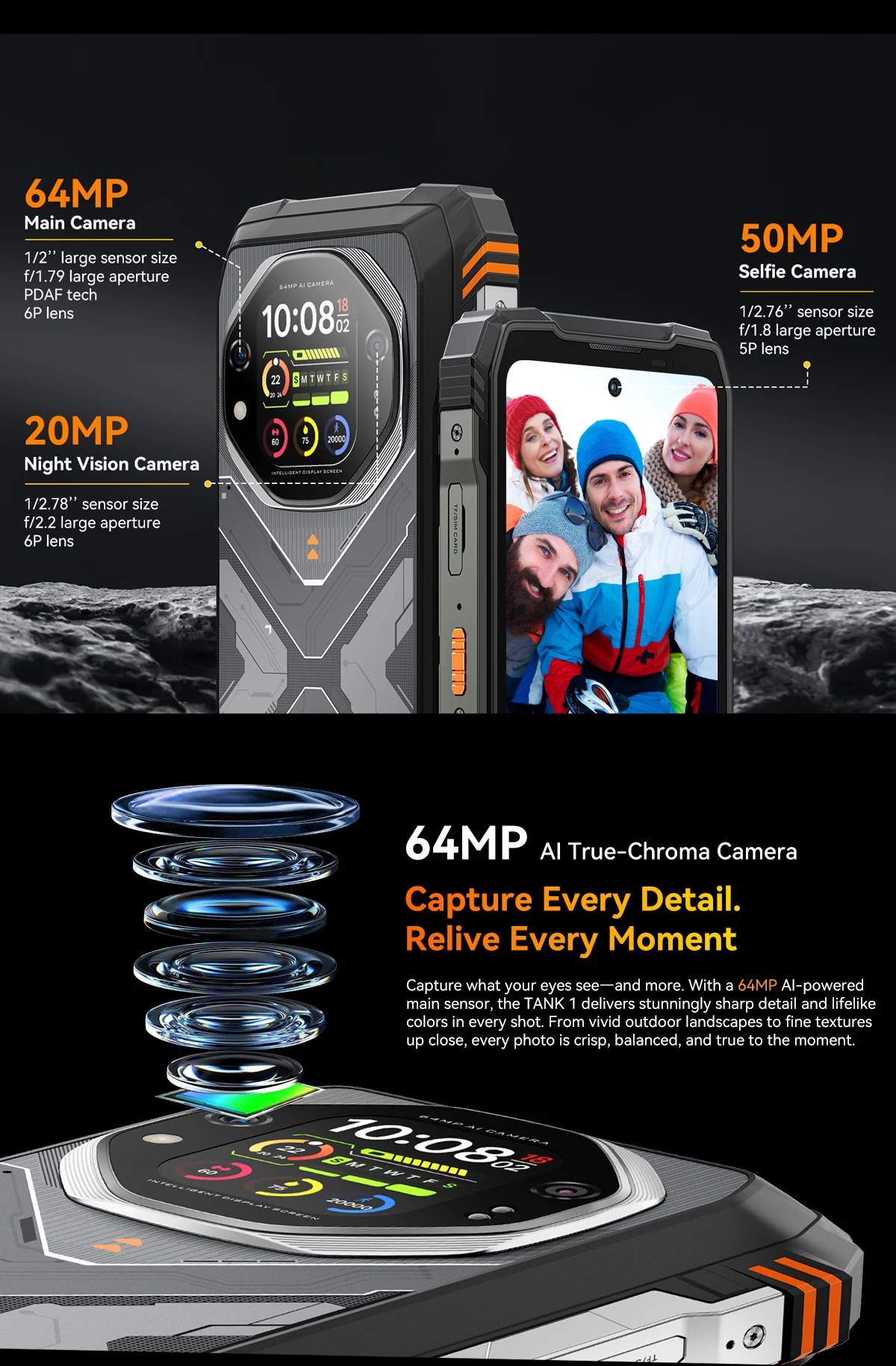 Blackview OSCAL TANK 1 5G Rugged Smartphone,20000mAh/55W, 6,78" FHD+ 120Hz Display, MTK7050,Android Camera,IP68/IP69K/GPS/NFC