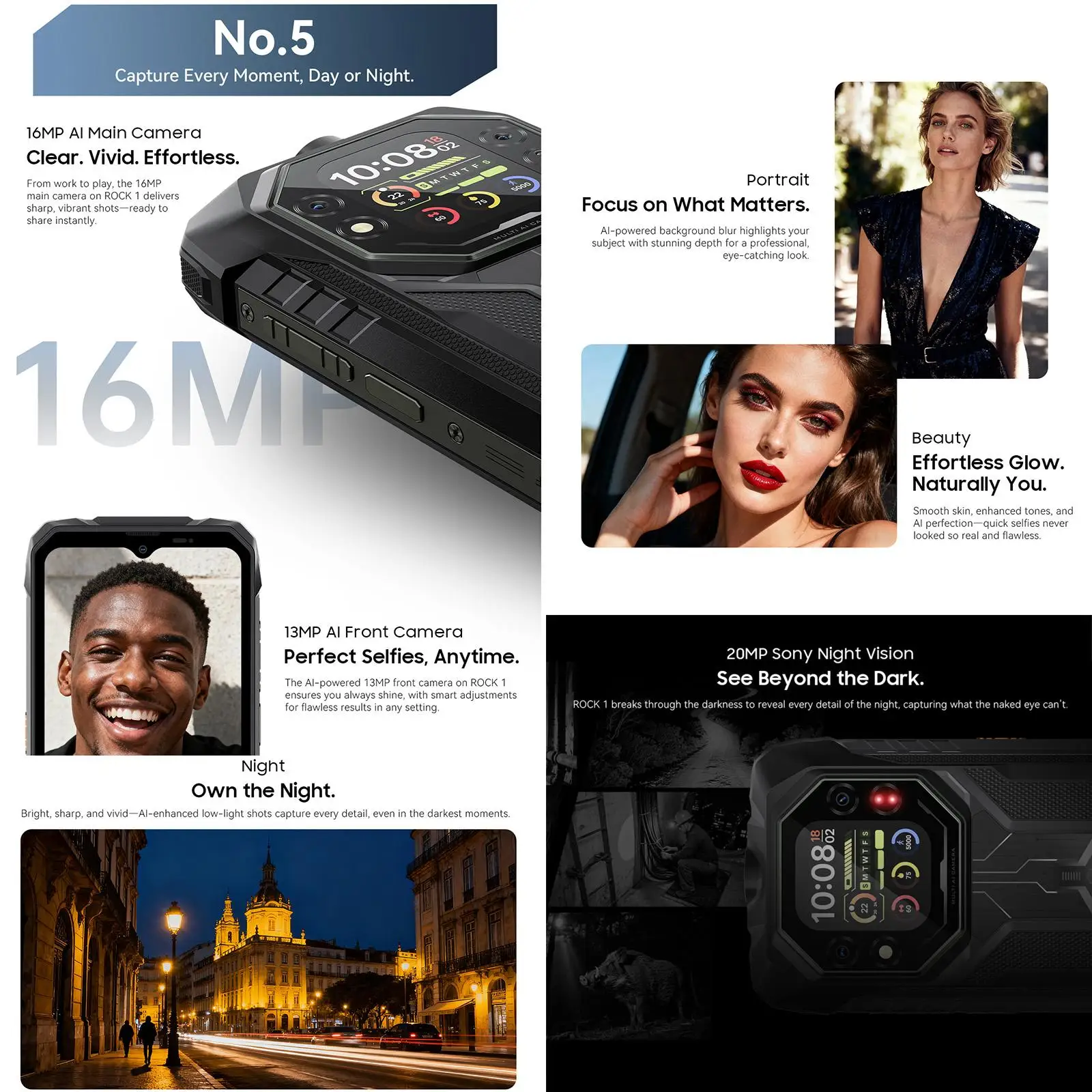 Blackview ROCK 1 Rugged Phone 8GB+256GB 6.56" 90Hz Display Android 16 Helio G81 15000mAh Battery 16MP Camera 4G 55W NFC Phone