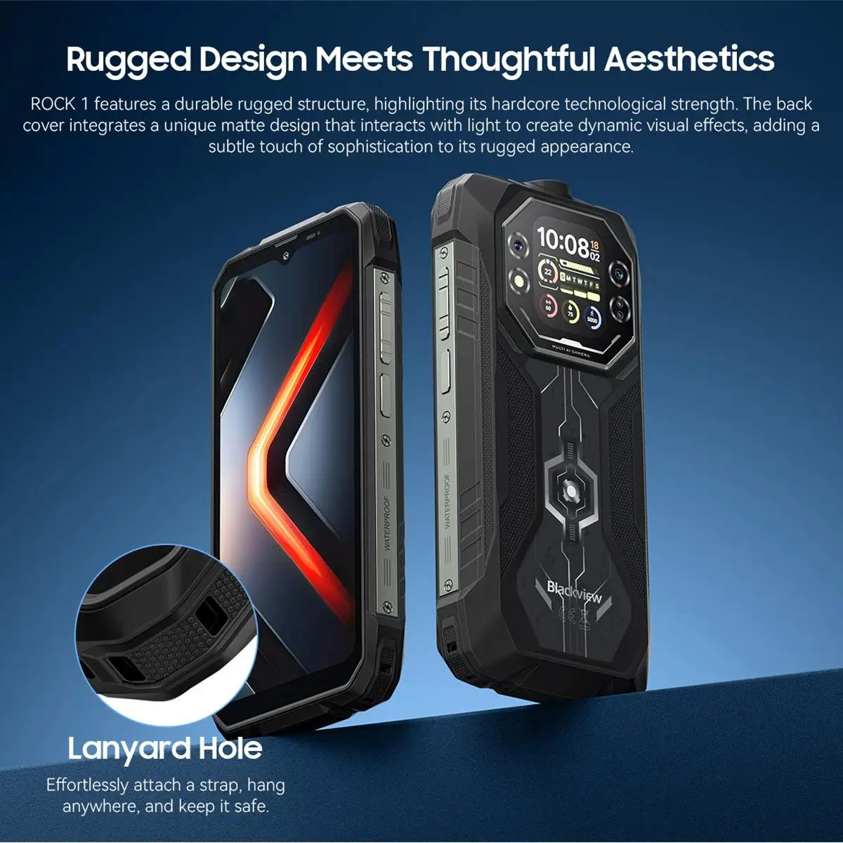 Blackview ROCK 1 Rugged Phone 8GB+256GB 6.56" 90Hz Display Android 16 Helio G81 15000mAh Battery 16MP Camera 4G 55W NFC Phone