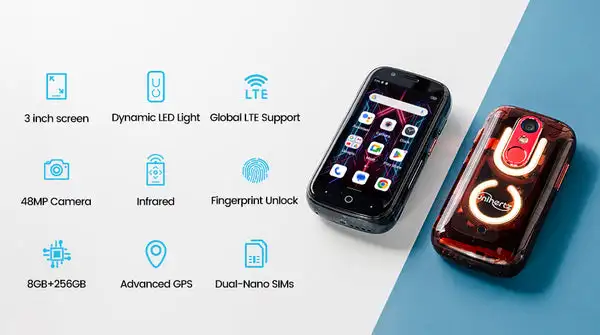 Unihertz Jelly Star 4G Android 13 8GB 256GB Unlocked Transparent Backshell LED Light 48MP 2000mAh