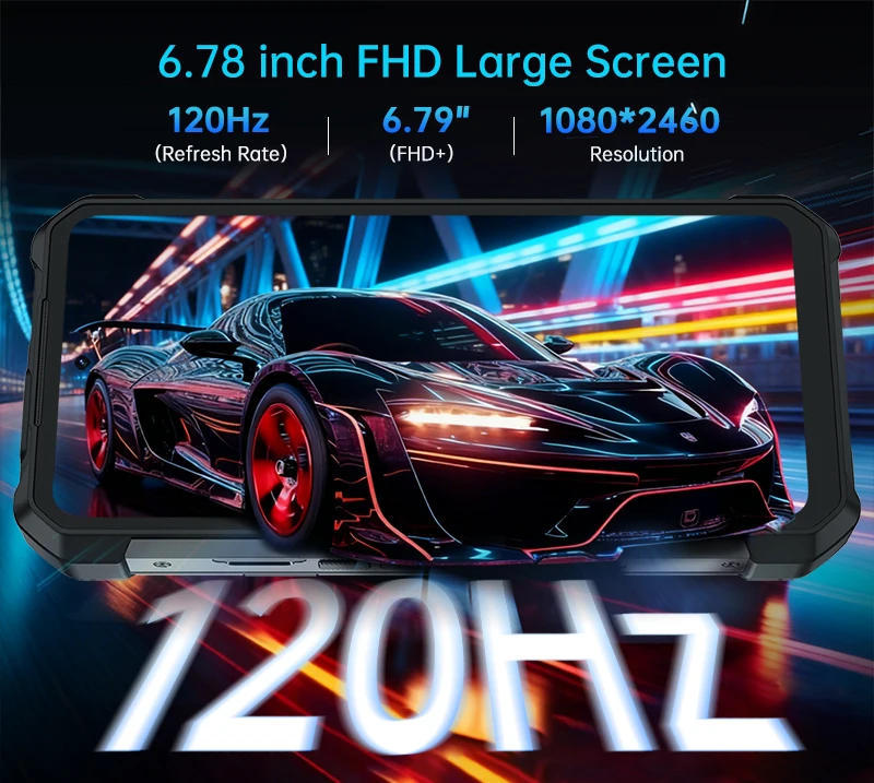 8849 Hike Unihertz Rugged Smartphone 23800mAh 24GB+512GB Expandable 2TB 1200Lumen Flashlight Android14 Two Speakers 6.79'' 120Hz