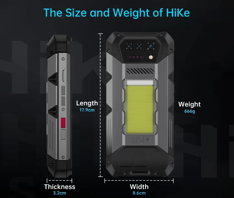 8849 Hike Unihertz Rugged Smartphone 23800mAh 24GB+512GB Expandable 2TB 1200Lumen Flashlight Android14 Two Speakers 6.79'' 120Hz