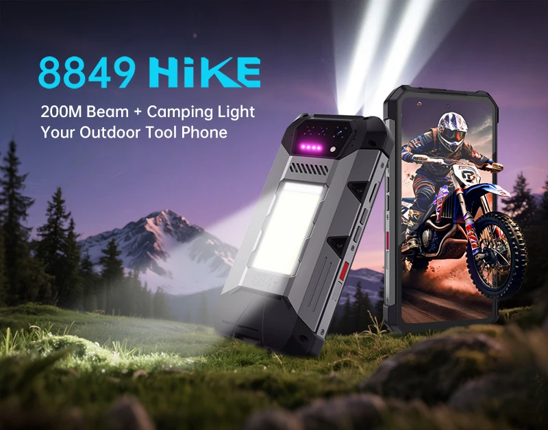8849 Hike Unihertz Rugged Smartphone 23800mAh 24GB+512GB Expandable 2TB 1200Lumen Flashlight Android14 Two Speakers 6.79'' 120Hz