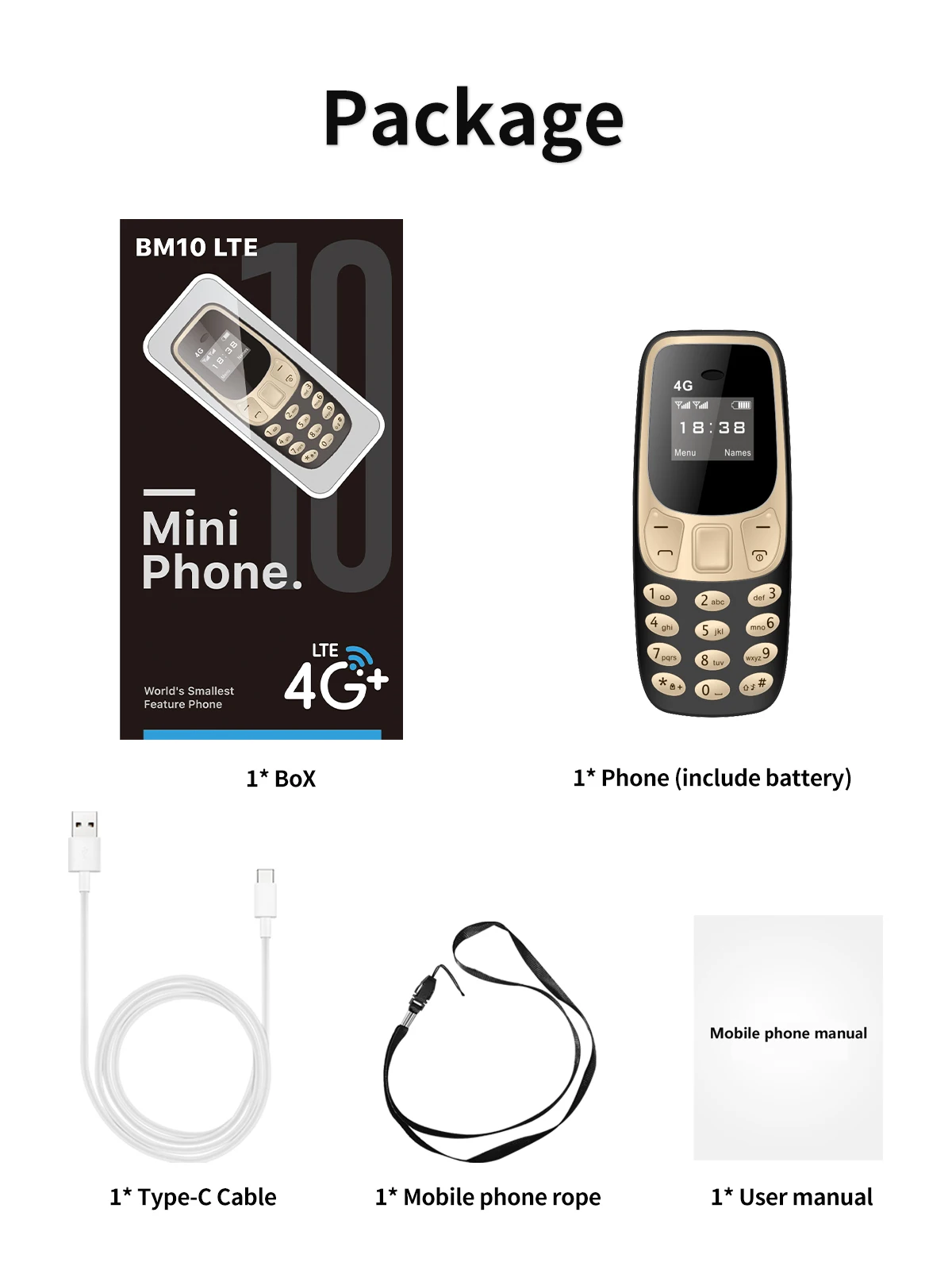 SERVO BM10 Super Mini Mobile Phone 4G LTE Dual SIM Standby Speed Dial Call Recording Blacklist MP3 Player Small Backup Cellphone