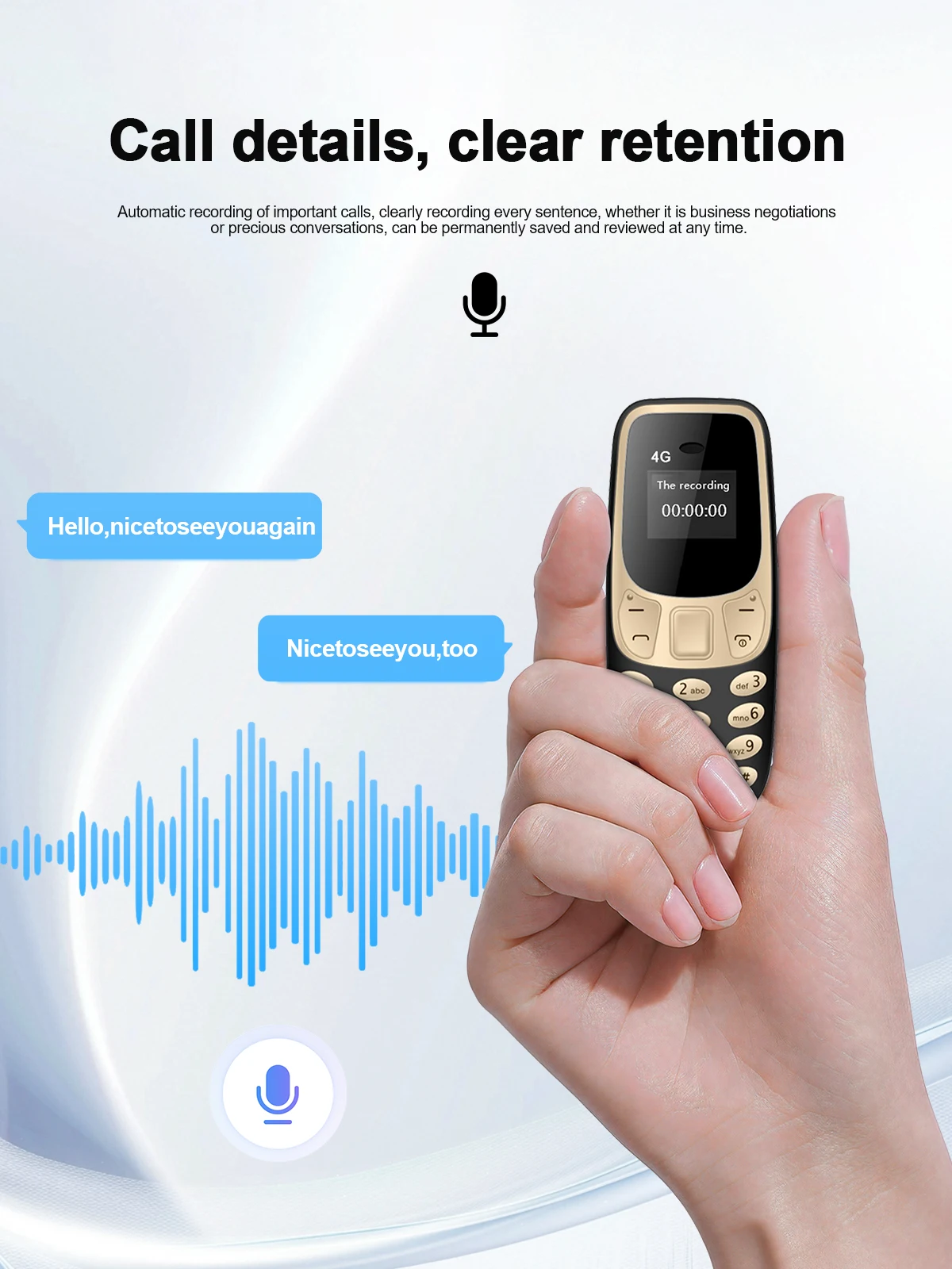 SERVO BM10 Super Mini Mobile Phone 4G LTE Dual SIM Standby Speed Dial Call Recording Blacklist MP3 Player Small Backup Cellphone