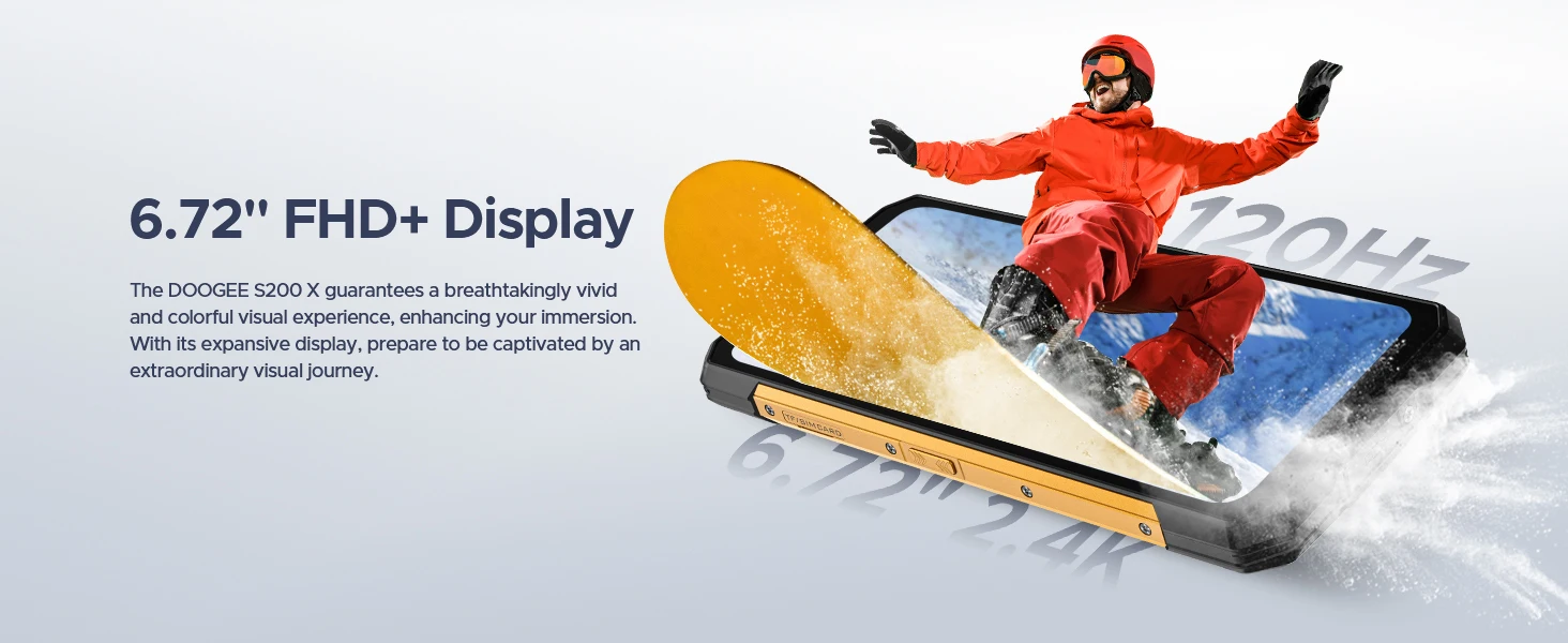 DOOGEE S200 X 5G Rugged Phone 32GB+512GB Smartphone 6.72” FHD+120Hz IPS screen Dimensity 7050 10100mAh battery AI Mobile Phones