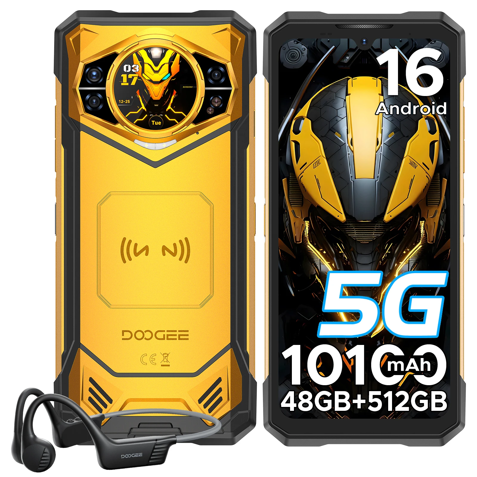 DOOGEE S200 X 5G Rugged Phone 32GB+512GB Smartphone 6.72” FHD+120Hz IPS screen Dimensity 7050 10100mAh battery AI Mobile Phones