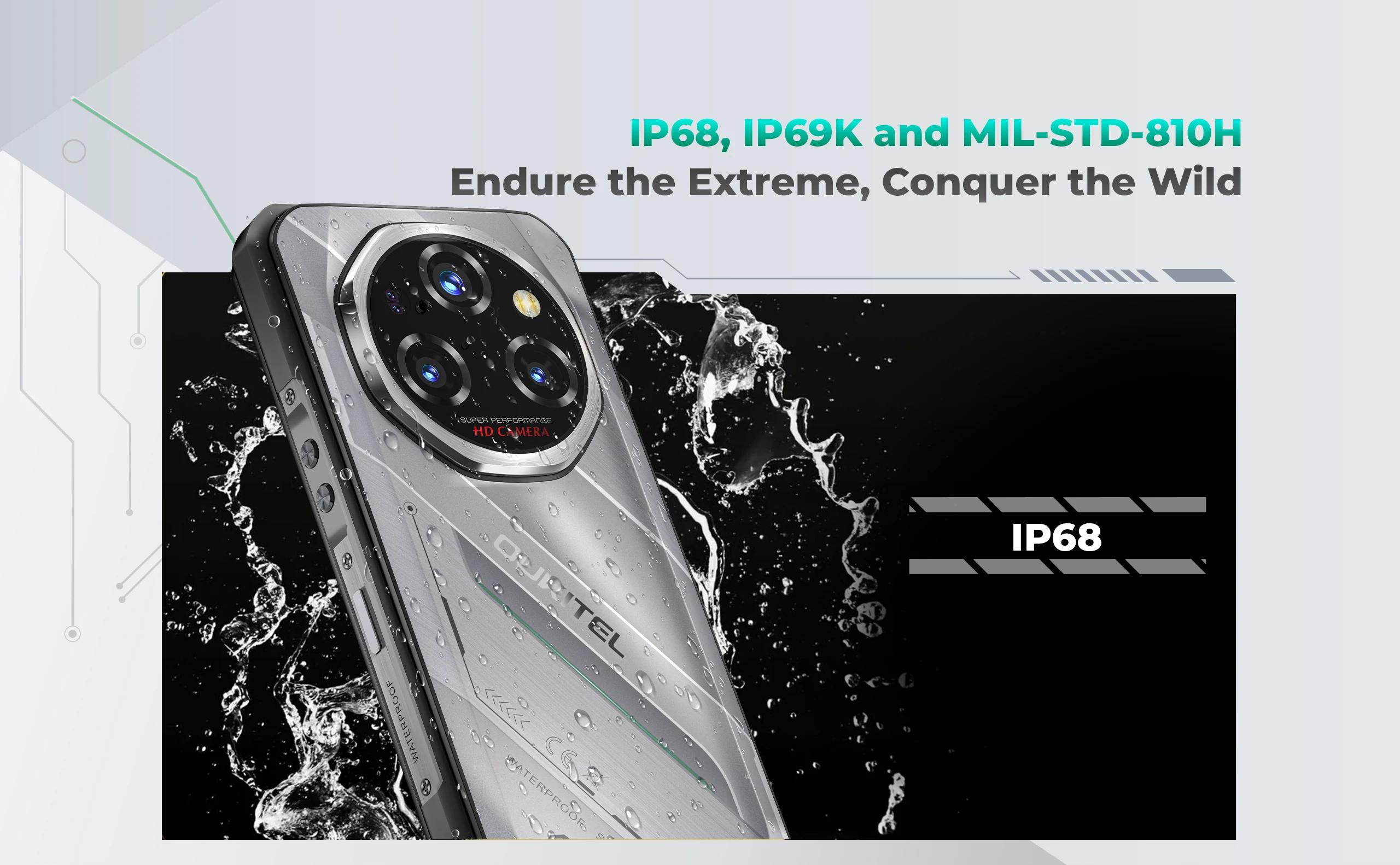 Oukitel WP62 5G Rugged Smartphone 48GB(16+32) +512GB, 6.6" FHD+ 108MP Camera Mobile Phone, 11000mAh 33W, Android 15 Cellphone