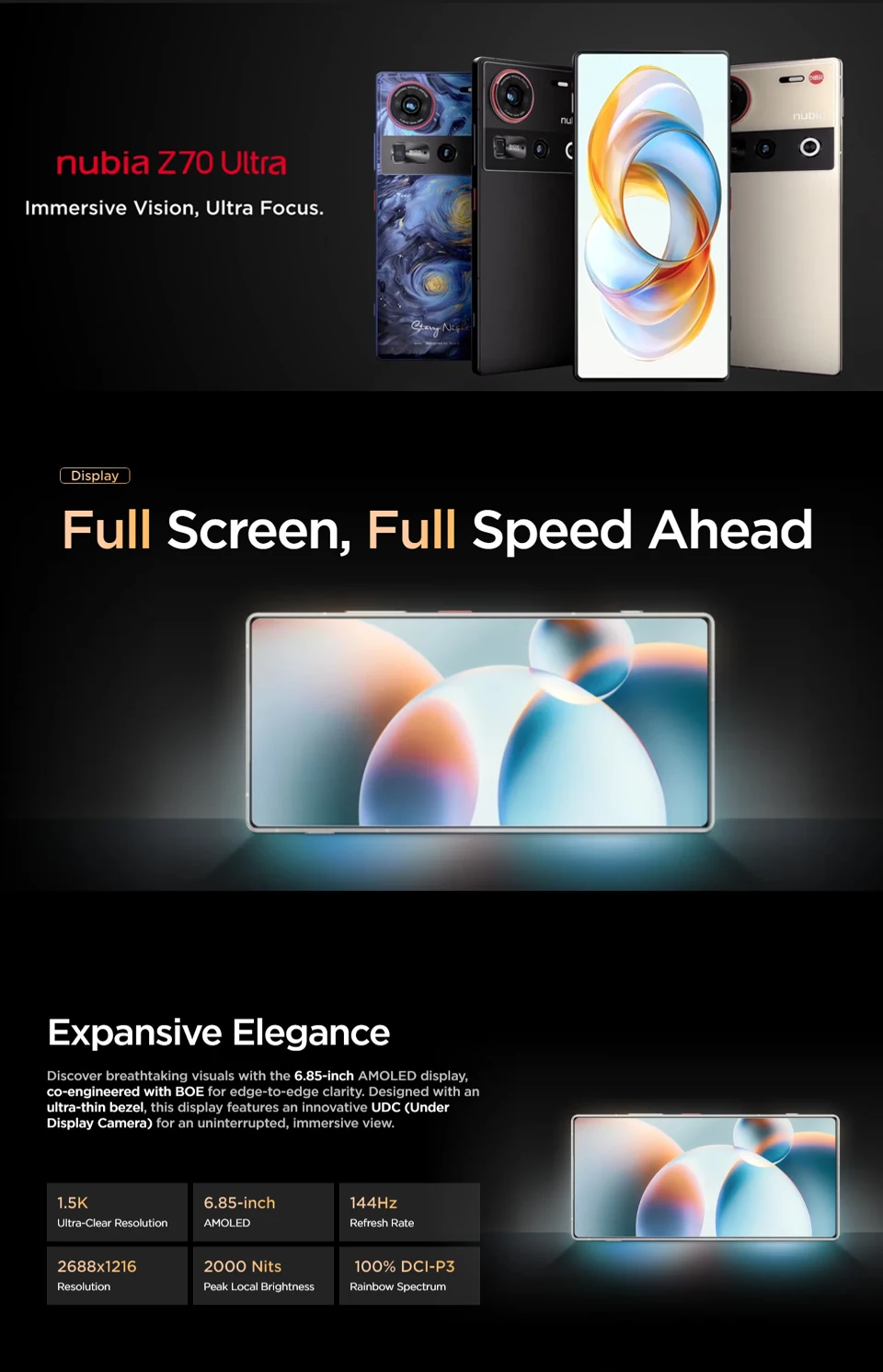 Global Version Nubia Z70 Ultra NX733J Snapdragon 8 Elite 1.5K HD Display 35mm Lens IP69 NFC