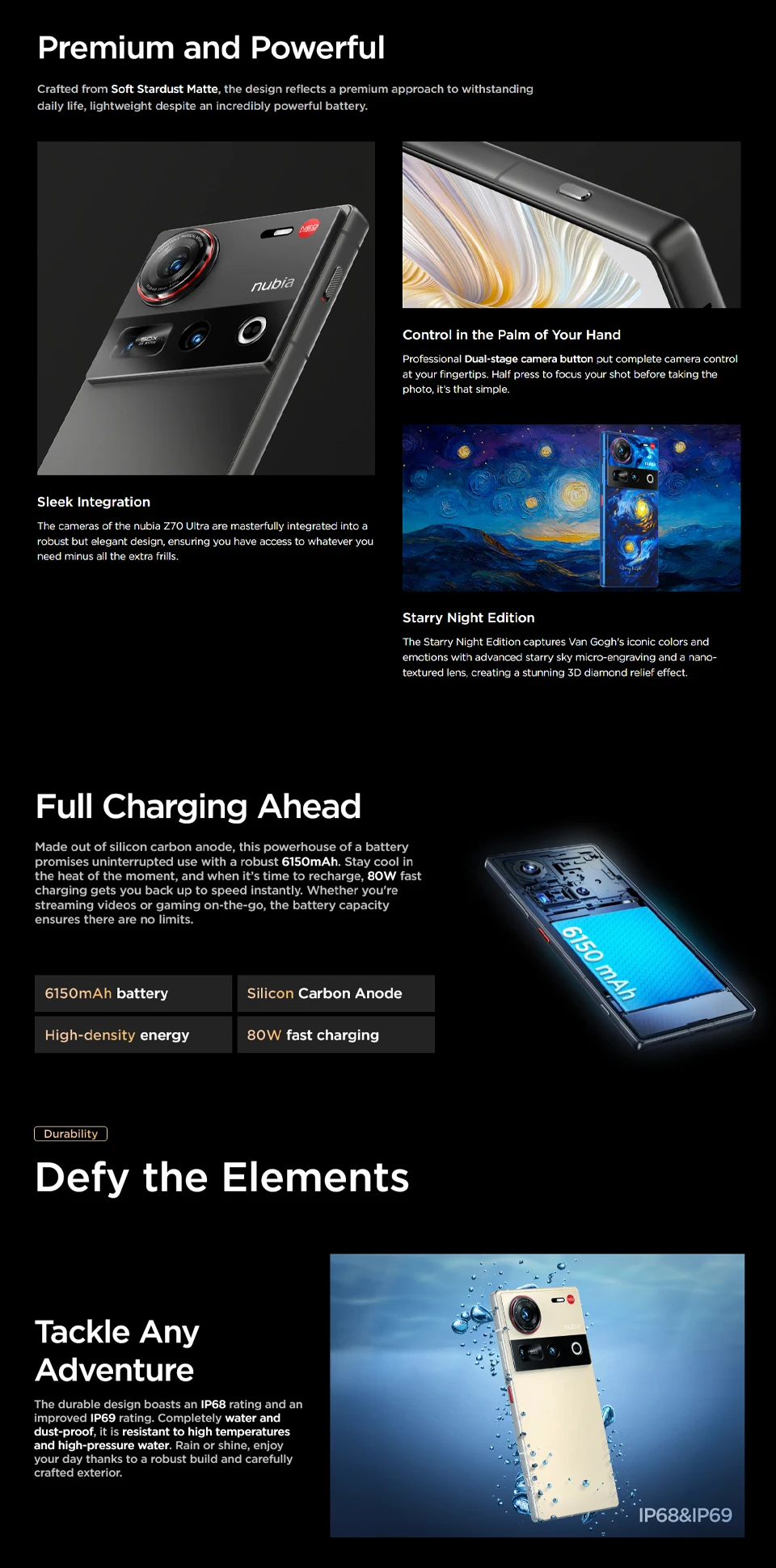 Global Version Nubia Z70 Ultra NX733J Snapdragon 8 Elite 1.5K HD Display 35mm Lens IP69 NFC