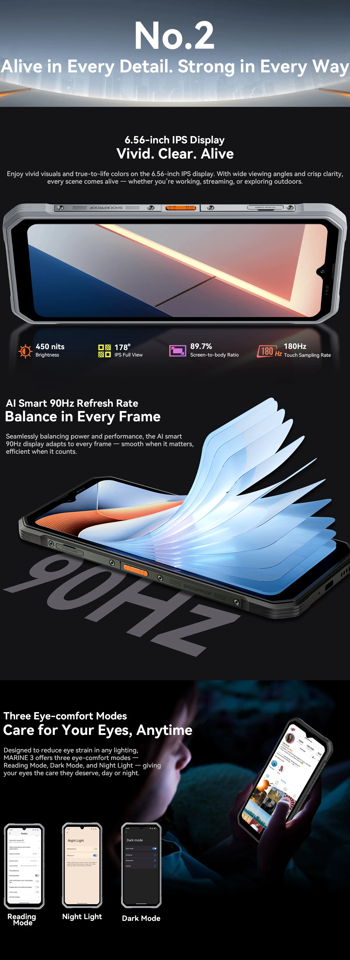 OSCAL MARINE 3 Smartphone, 6.56' HD 90Hz Display, MediaTek Helio G81, 13MP+16MP Camera, 5000mAh W/ 18W, Android 16 Mobile Phone