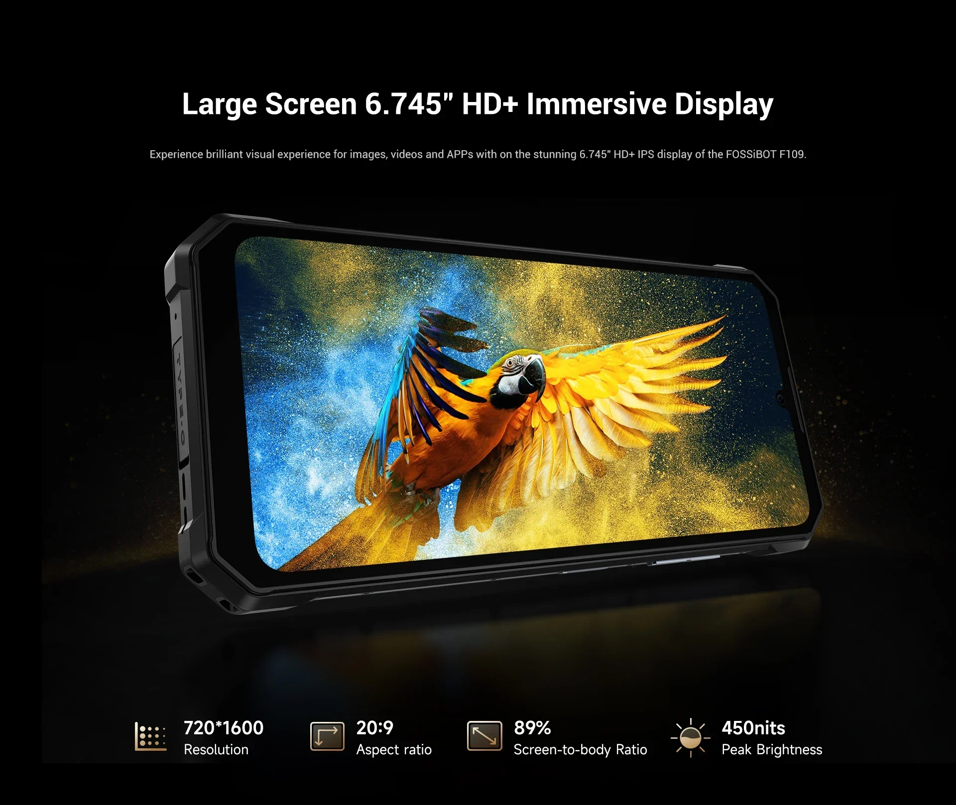 Fossibot [F109] 5G Rugged Phone 24GB(8+16) 256GB 10600mAh 6.745" Android 14 NFC 50MP Camra Dual Screen Face ID Smartphone