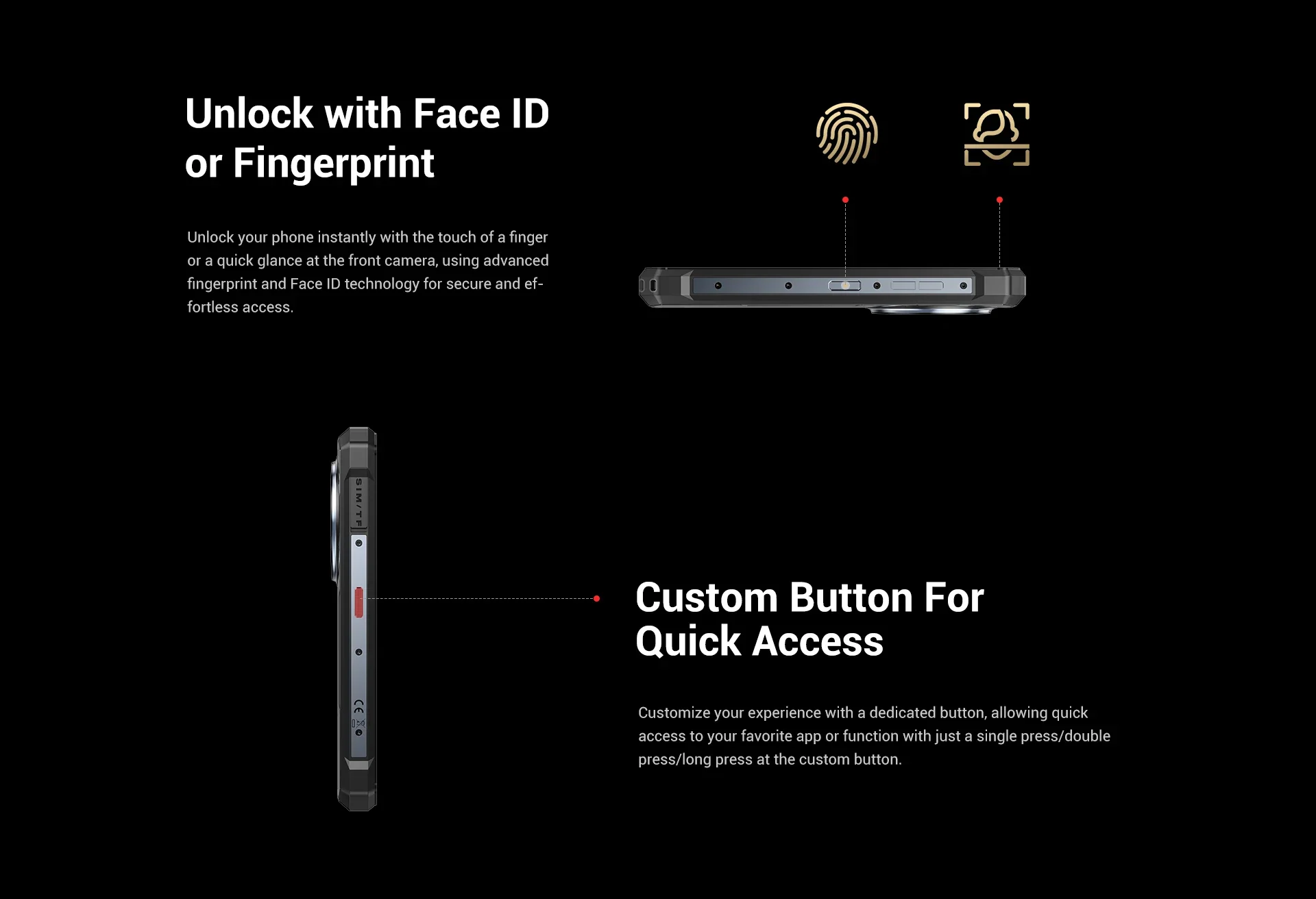 Fossibot [F109] 5G Rugged Phone 24GB(8+16) 256GB 10600mAh 6.745" Android 14 NFC 50MP Camra Dual Screen Face ID Smartphone
