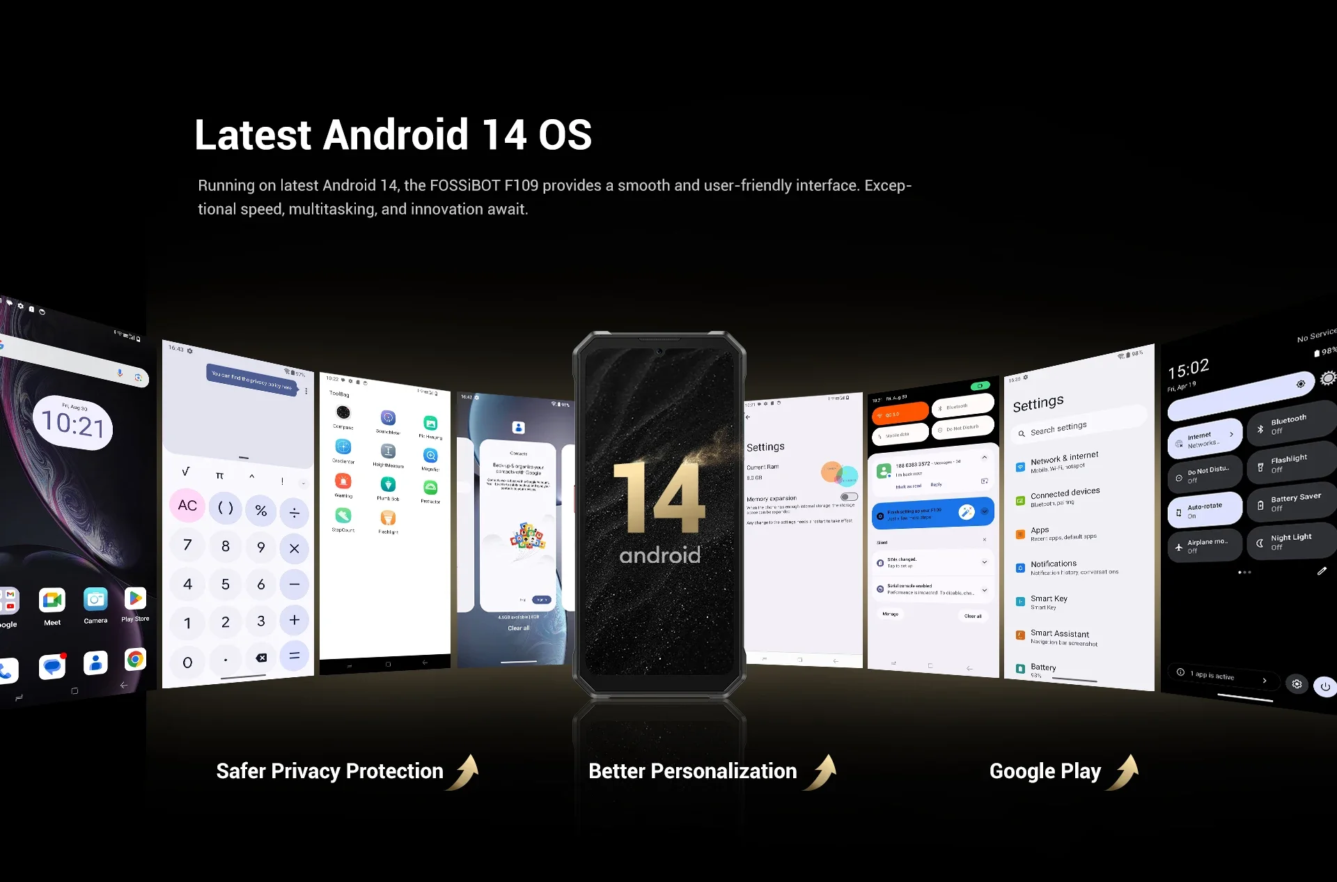 Fossibot [F109] 5G Rugged Phone 24GB(8+16) 256GB 10600mAh 6.745" Android 14 NFC 50MP Camra Dual Screen Face ID Smartphone