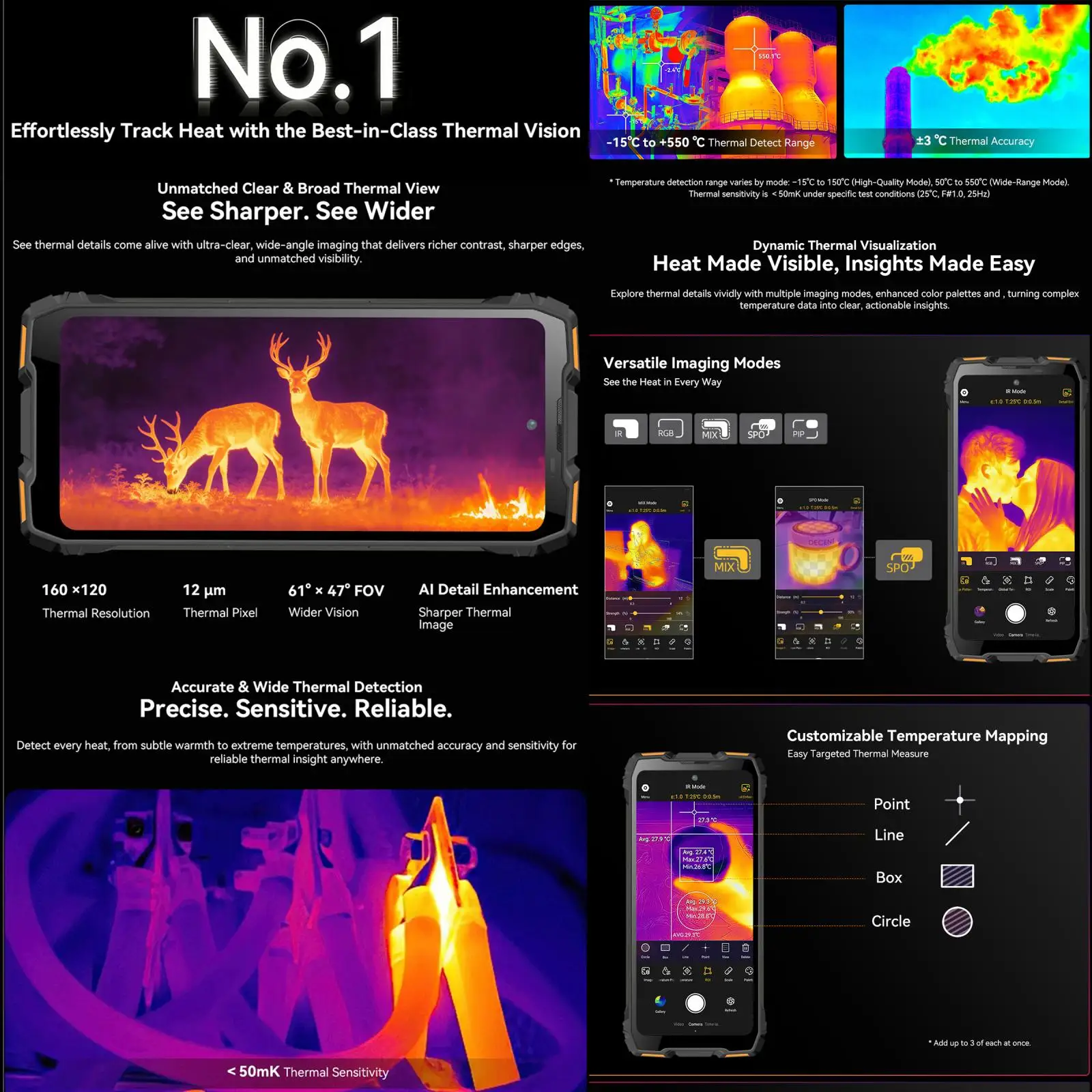 Blackview ROCK 3 Rugged Phone Thermal Imager 8GB+256GB 6.78'' Android 16 Helio G100 10000mAh 108MP Camera NFC 4G Smartphone