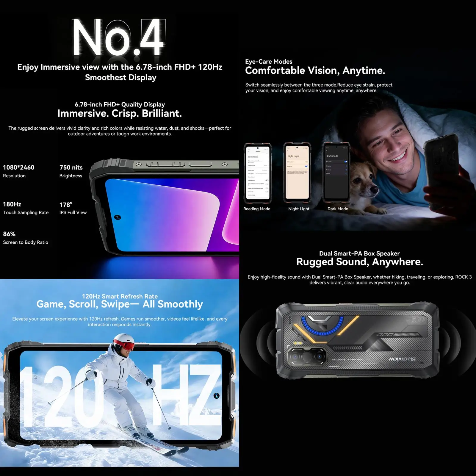 Blackview ROCK 3 Rugged Phone Thermal Imager 8GB+256GB 6.78'' Android 16 Helio G100 10000mAh 108MP Camera NFC 4G Smartphone