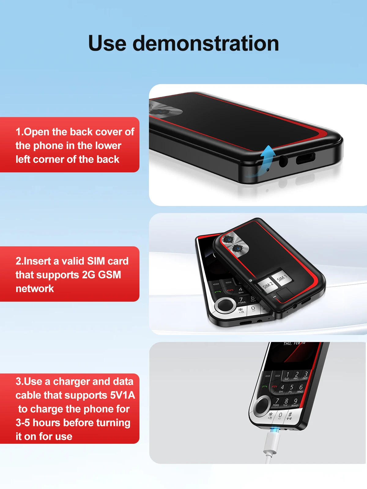 SERVO V10 Card Phone 2.01" Display 2G GSM Dual SIM Standby MP3/MP4 Magic Voice Speed Dial Torch Button Small Cellular Telephones