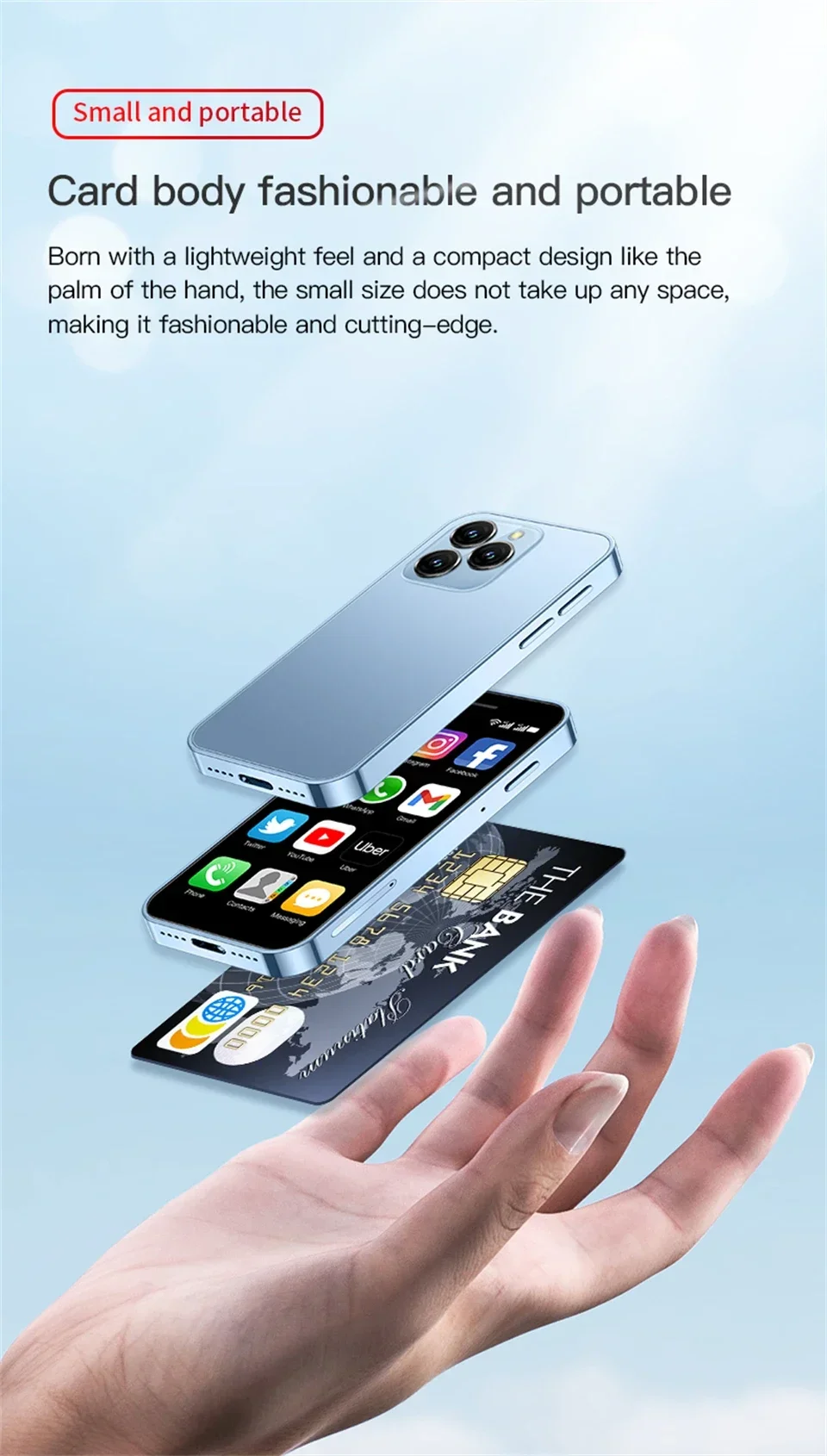 SOYES XS16 Mini Smartphone Phone 4G LTE 3GB+64GB 3Inch Cellphone Android10 2000mAh 5MP Dual SIM Mini Telephone Portable