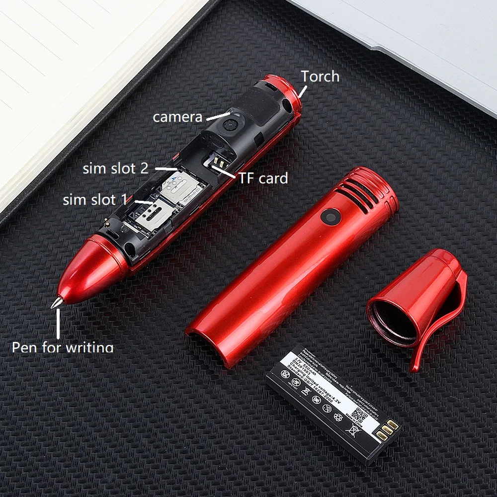 UNIWA AK007 0.96 " Pen Phone with Dual SIM 2G GSM CellPhone BT V3.0 Screen Mobile Phone Dialer Magic Voice MP3 FM Voice Recorder