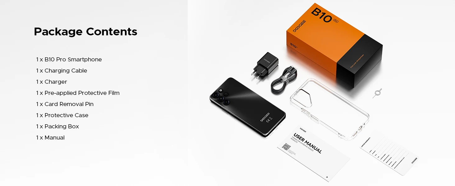 DOOGEE B10 Pro Smartphone 64GB+256GB 6.63” FHD 120Hz Display IP68 Helio G100 7600mAh Battery 64MP Camera Android 16 NFC