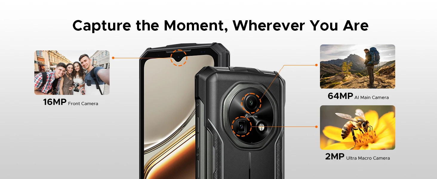 DOOGEE Fire 7 5G Rugged Phone 16GB RAM+256GB ROM 13000mAh Battery Dimensity 6300 Gemini AI 64MP Camera NFC Android 15 Smartphone