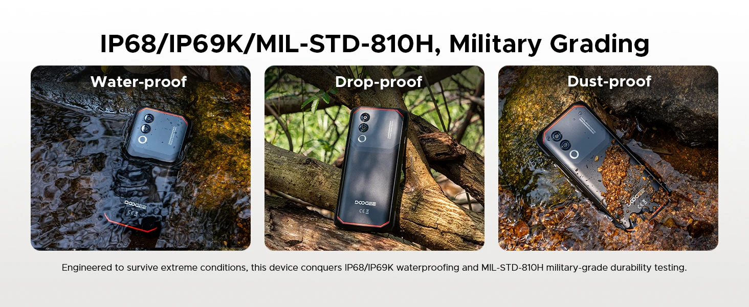 DOOGEE Blade20 Turbo 5G Rugged Phone 32GB+256GB 6.6'' HD+ Dimensity 7050 50MP Camera Gemini Al 10300mAh Battery NFC WiFi6 Android 15 Smartphone