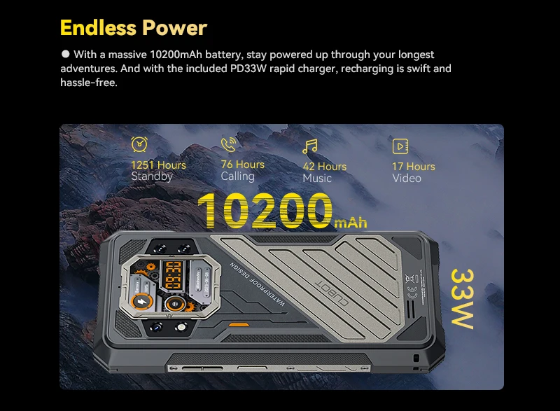CUBOT KINGKONG X, Rugged Smartphone 5G, 32GB RAM(16GB+16GB), 256/512GB ROM, 10200mAh, 6.583-Inch 120Hz Screen, NFC,WiFi 6, 100MP