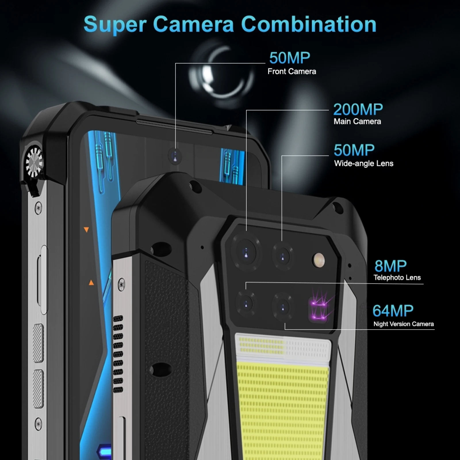 Unihertz Tank 3 Pro 8849 Rugged Phones 5G with 100 Lumens Projector 32/36GB 512GB 23800mAh Waterproof 200MP Smartphones