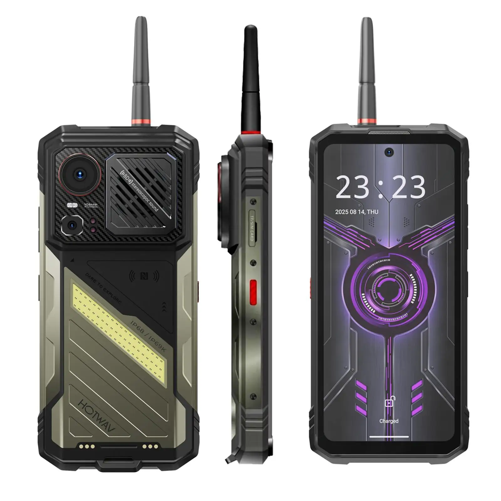 HOTWAV Hyper 8 Ultra Walkie-talkie Rugged Phone 12GB+512GB 6.8" 20MP Night Vision 12000mAh 55W Android 15 Camping Light phone