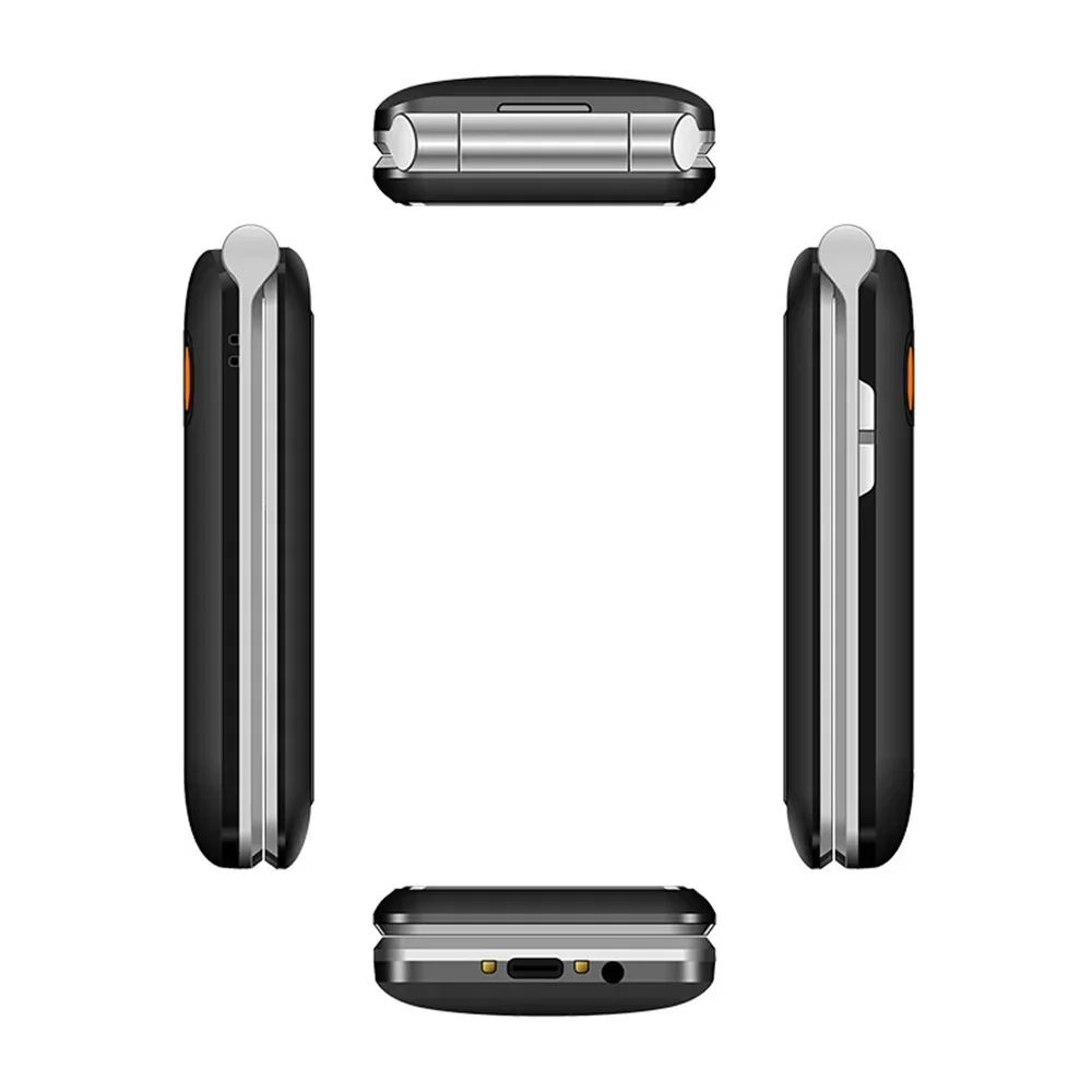 UNIWA V202T 4G Flip Senior Phone 2.4 Inch Dual Screen Emergency Call Button Feature Phone 1450mAh Big Push-Button For Elderly