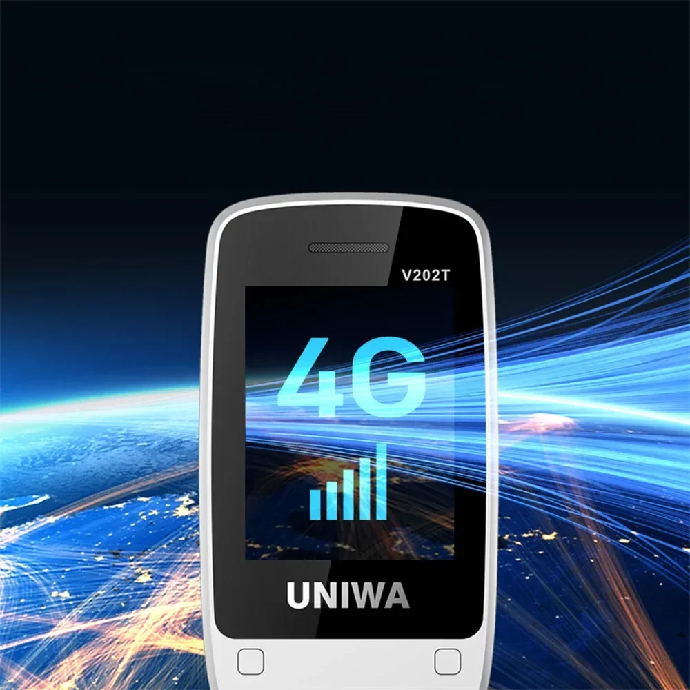 UNIWA V202T 4G Flip Senior Phone 2.4 Inch Dual Screen Emergency Call Button Feature Phone 1450mAh Big Push-Button For Elderly