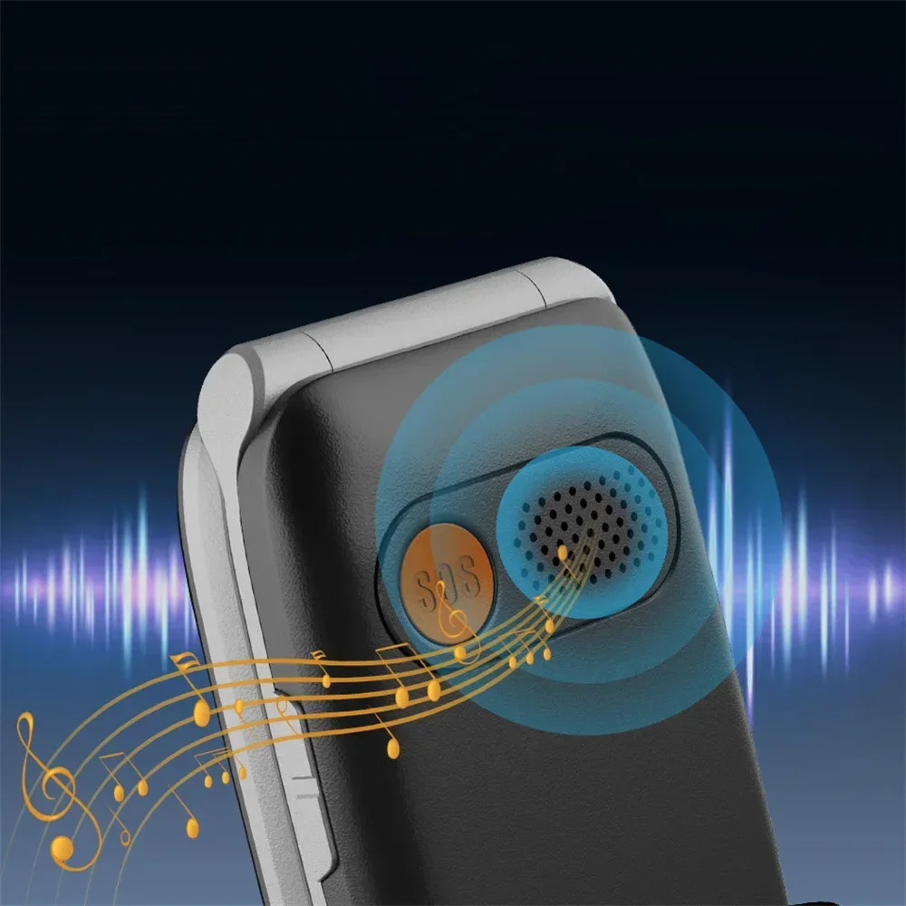 UNIWA V202T 4G Flip Senior Phone 2.4 Inch Dual Screen Emergency Call Button Feature Phone 1450mAh Big Push-Button For Elderly