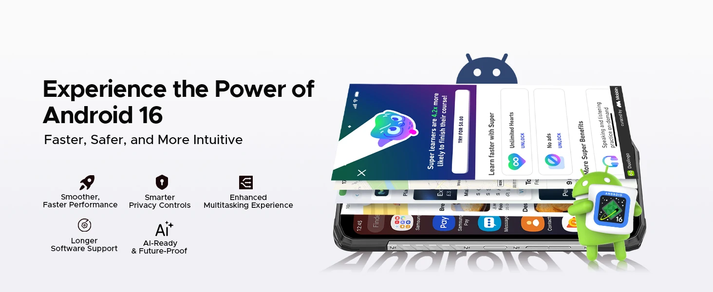 DOOGEE Blade10 Power Rugged Phone 48GB+128GB 6.6” HD+ Display 10300mAh Large Battery 50MP Camera Unisoc T7250 NFC Android 16 Smartphone