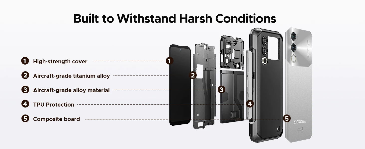 DOOGEE Blade10 Power Rugged Phone 48GB+128GB 6.6” HD+ Display 10300mAh Large Battery 50MP Camera Unisoc T7250 NFC Android 16 Smartphone