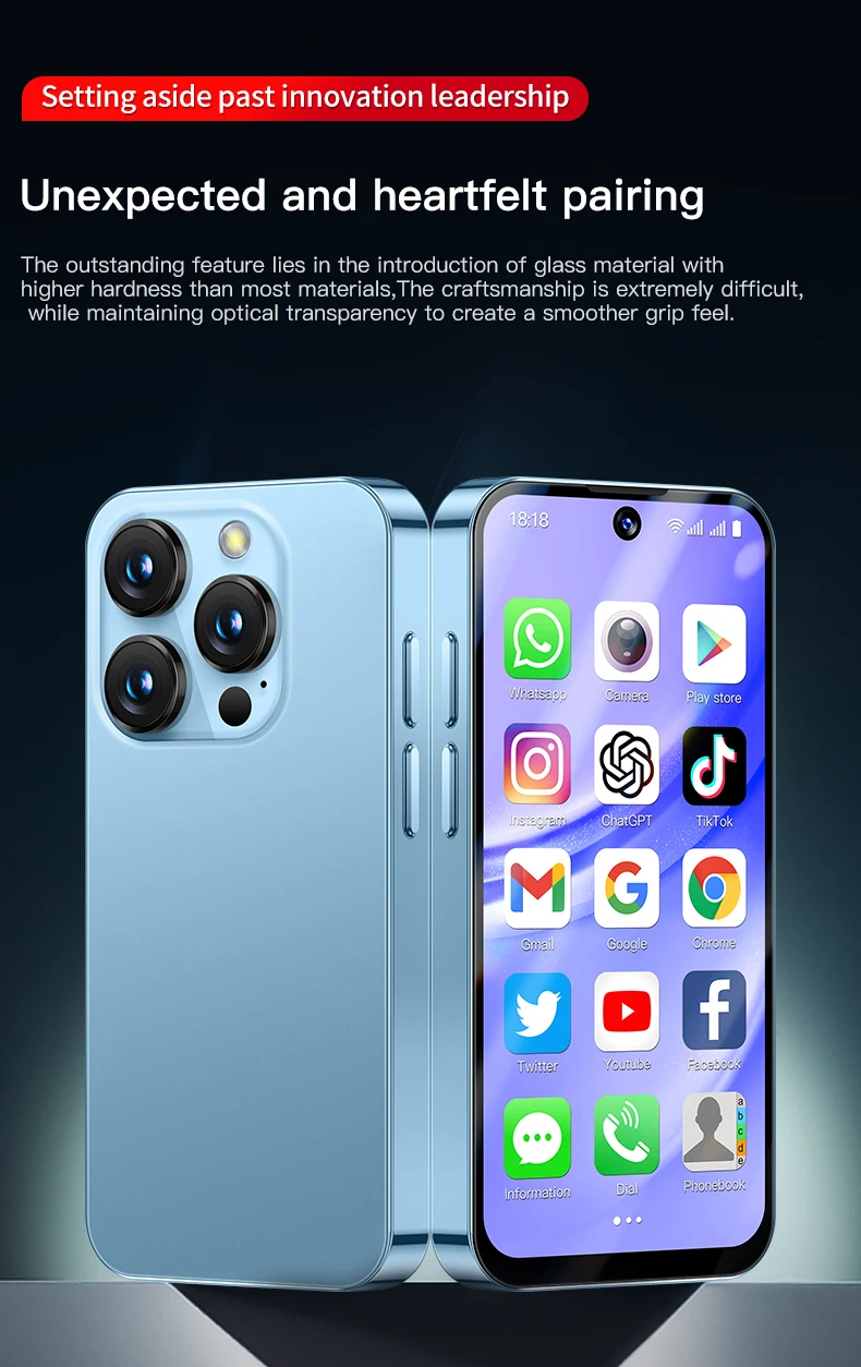 SERVO Mini Android Smartphone 3.88" Display,4G LTE/3G WCDMA,4GB+128GB/2GB+16GB,2000mAh Battery Camera Small Mobile Phone Type-C